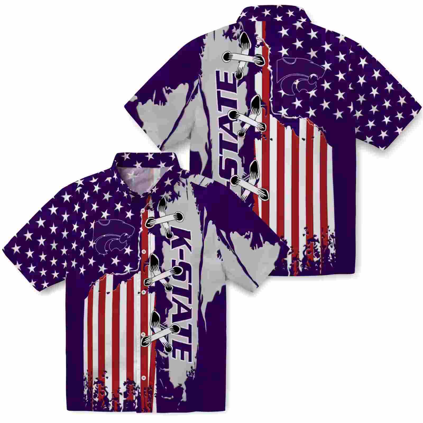 kansas state wildcats stitched flag purple hawaiian shirt high quality