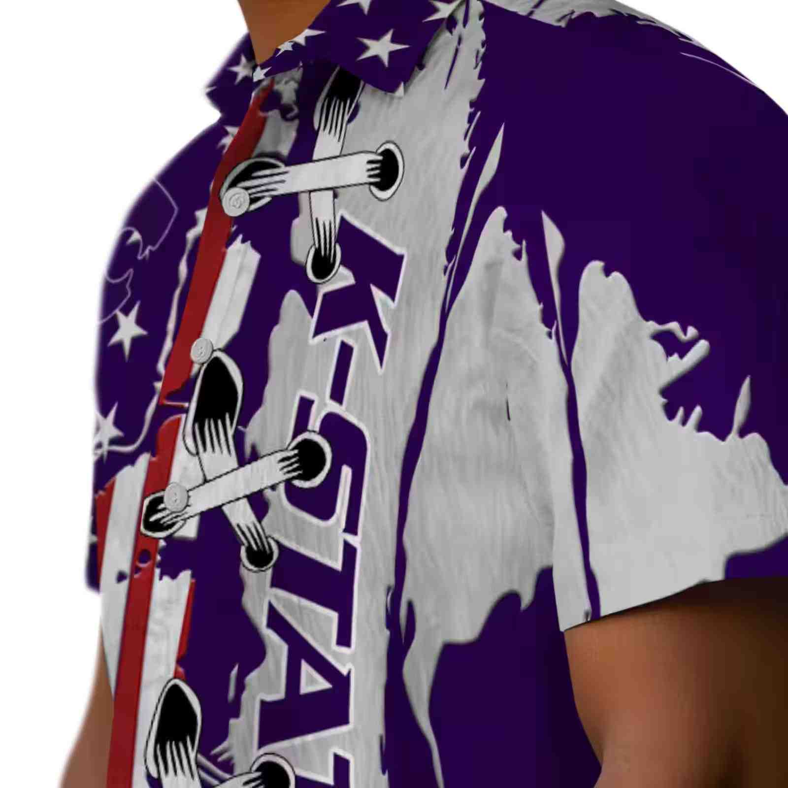 kansas state wildcats stitched flag purple hawaiian shirt trendy