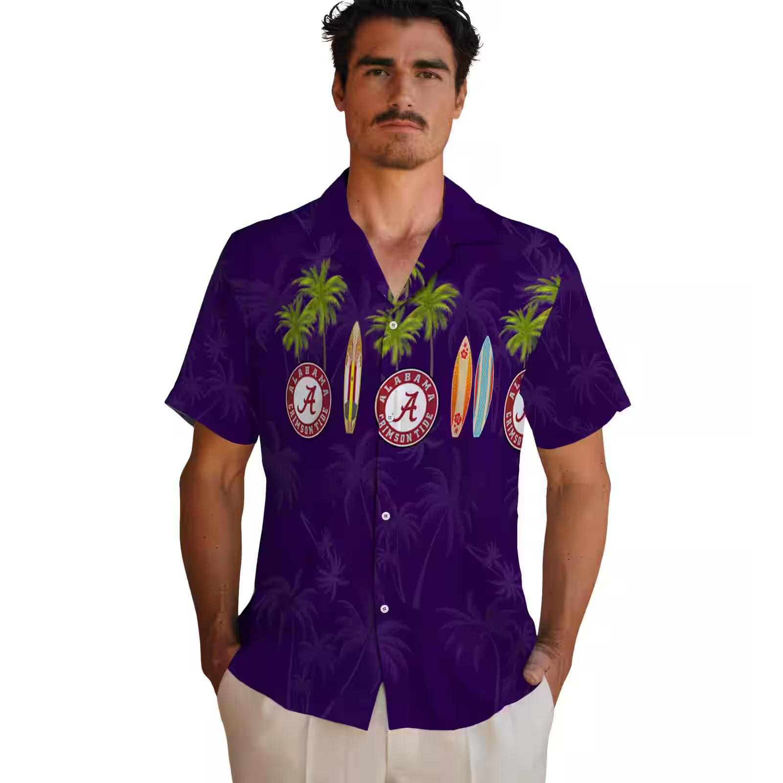 kansas state wildcats surfboard palm purple hawaiian shirt fashion forward