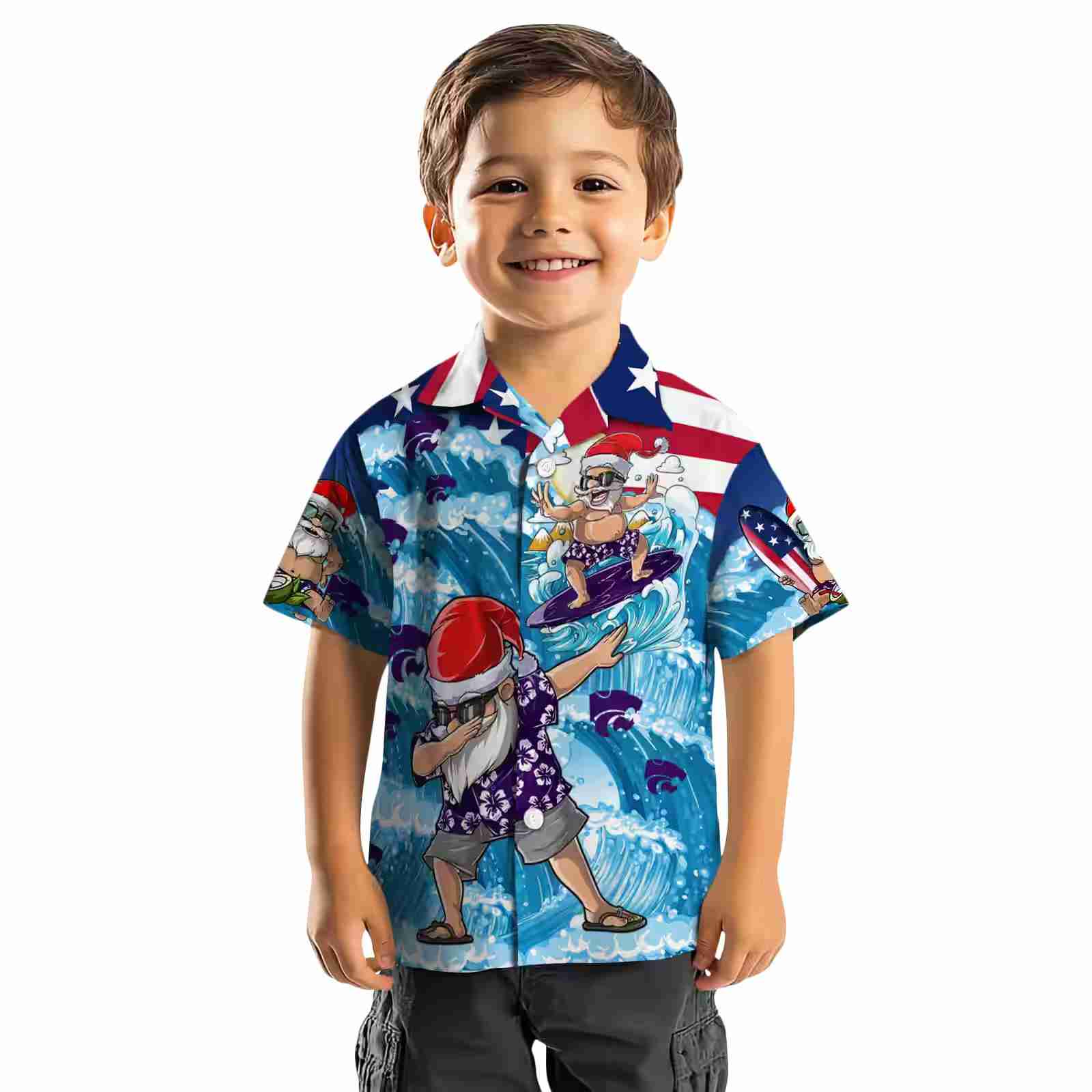 kansas state wildcats surfing santa blue hawaiian shirt top rated