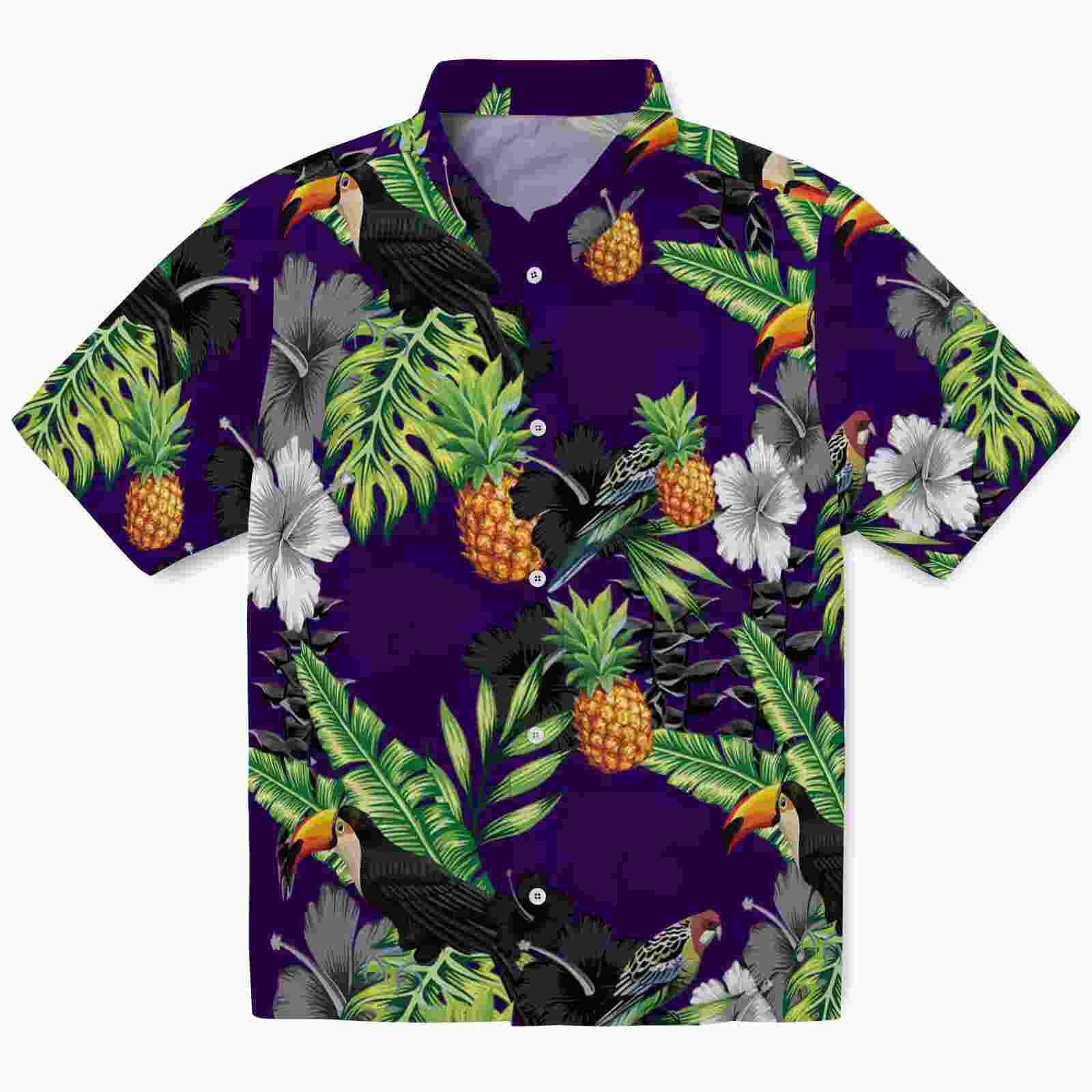 Kansas State Wildcats Toucan Hibiscus Pineapple Purple Green Hawaiian Shirt