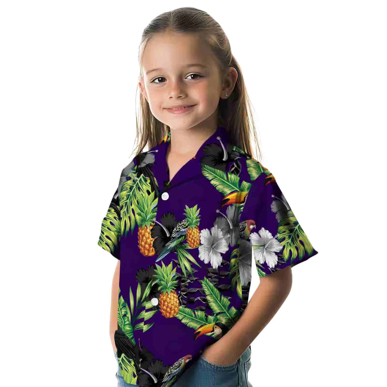 kansas state wildcats toucan hibiscus pineapple purple green hawaiian shirt premium grade