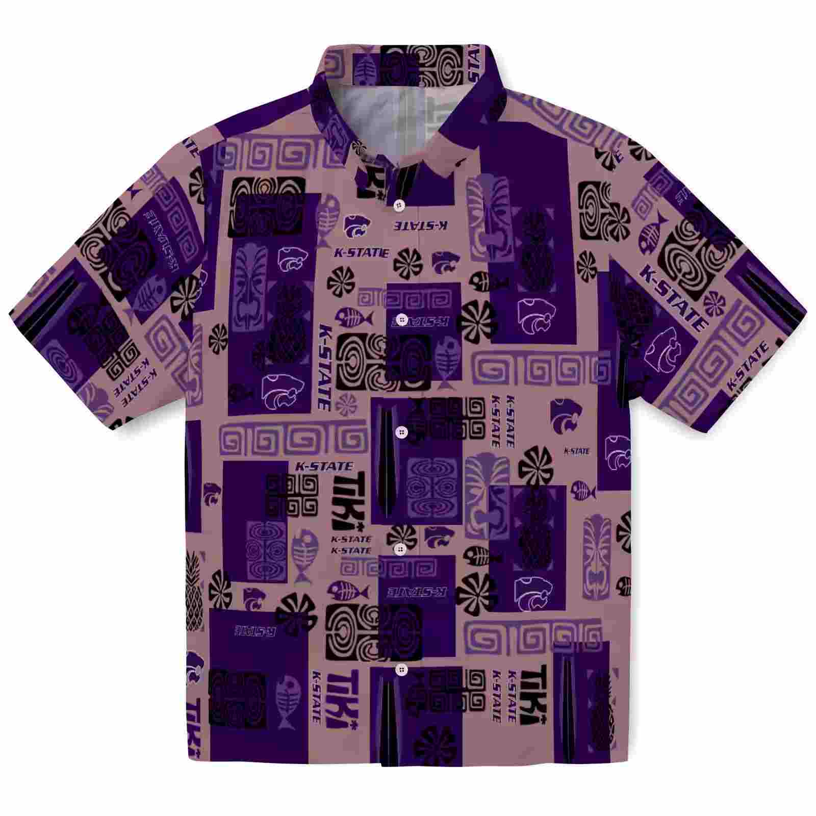 Kansas State Wildcats Tribal Symbols Purple Hawaiian Shirt