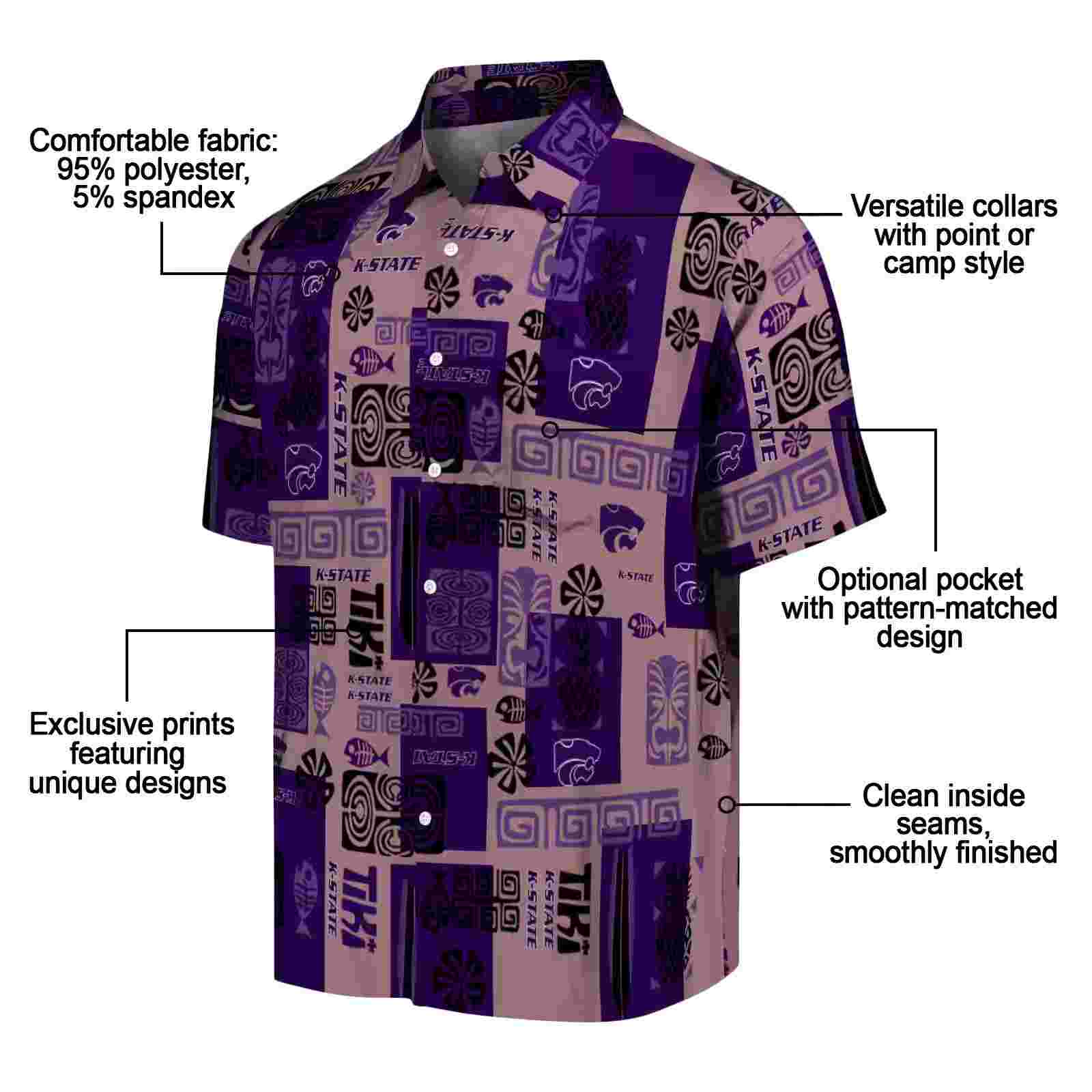 kansas state wildcats tribal symbols purple hawaiian shirt new arrival