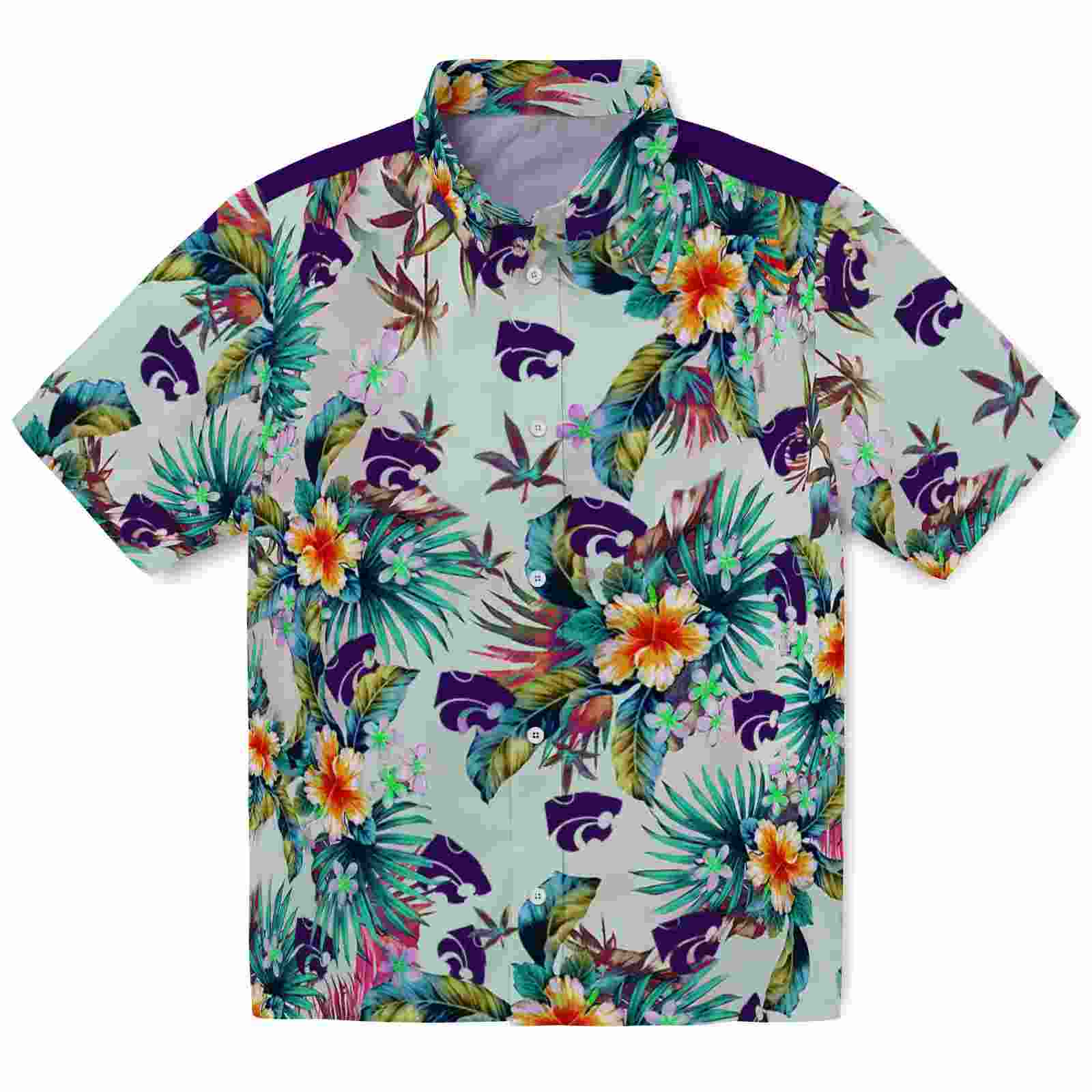 Kansas State Wildcats Tropical Foliage Green Hawaiian Shirt