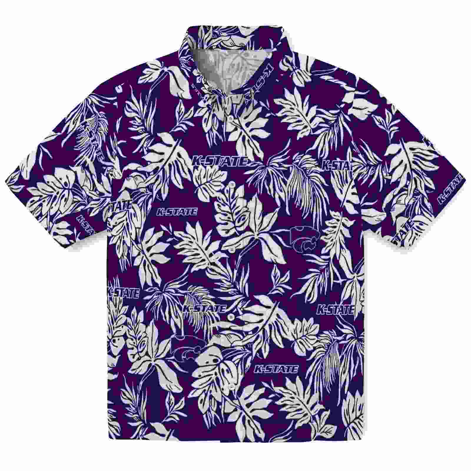 Kansas State Wildcats Tropical Leaf Purple White Hawaiian Shirt