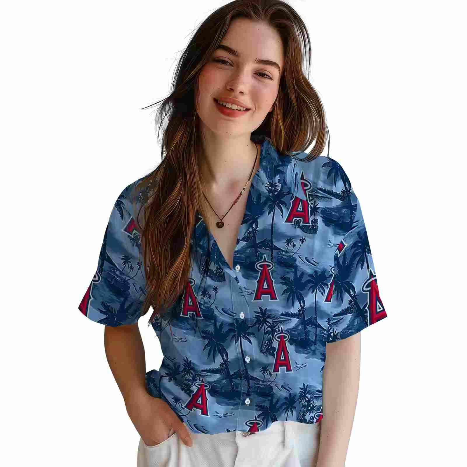 los angeles angels coastal palms blue hawaiian shirt latest model