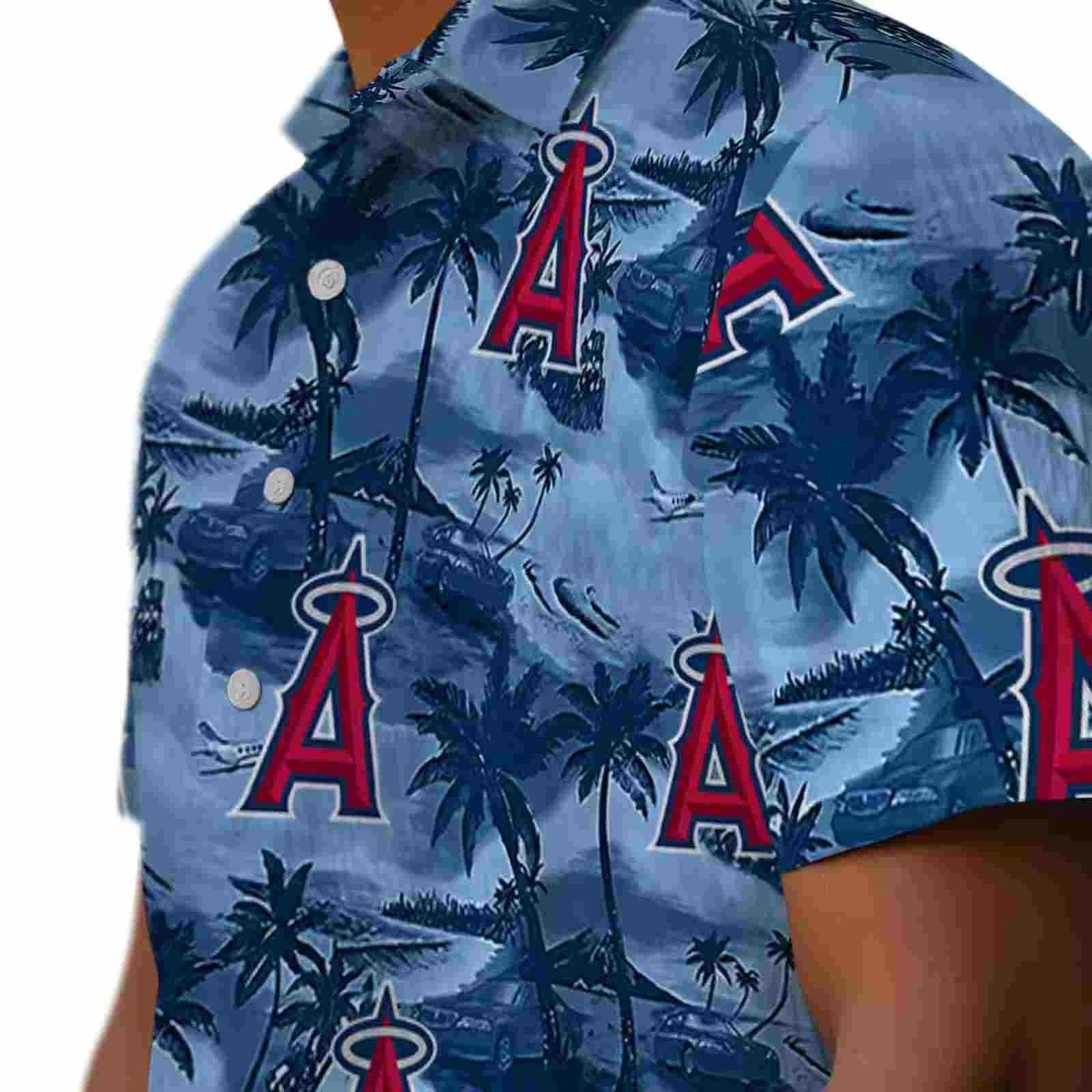 los angeles angels coastal palms blue hawaiian shirt trendy