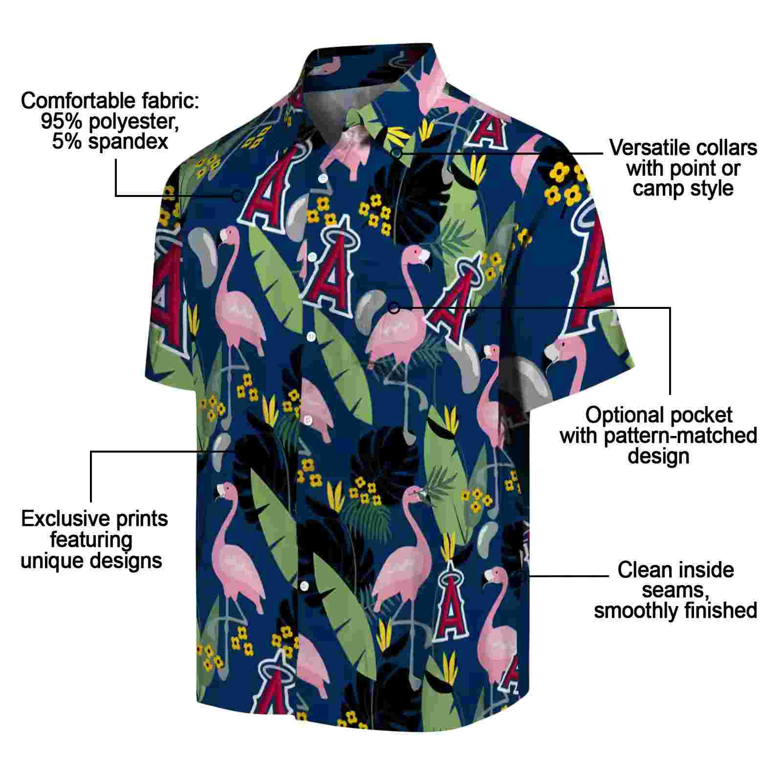 los angeles angels flamingo leaves blue hawaiian shirt new arrival