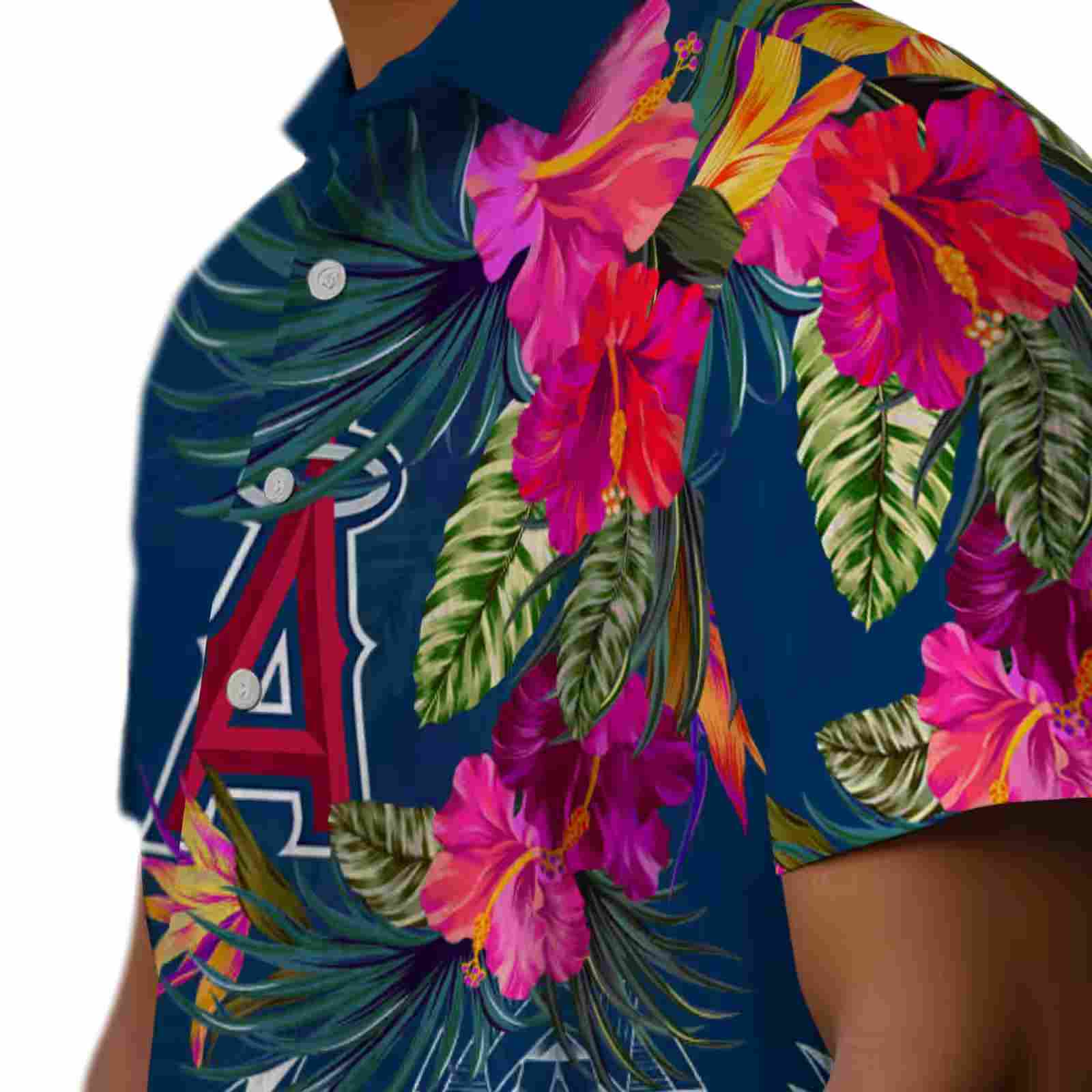 los angeles angels floral polynesian blue hawaiian shirt trendy