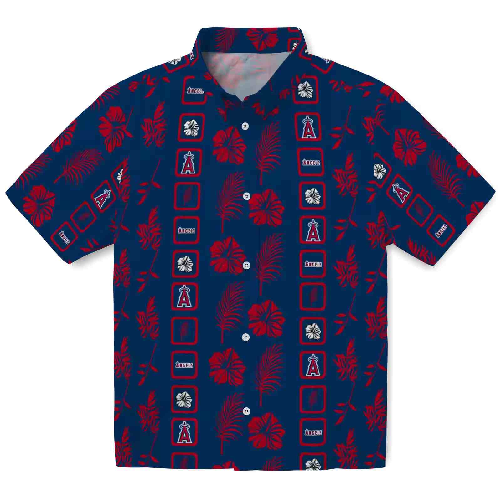 Los Angeles Angels Framed Floral Blue Hawaiian Shirt