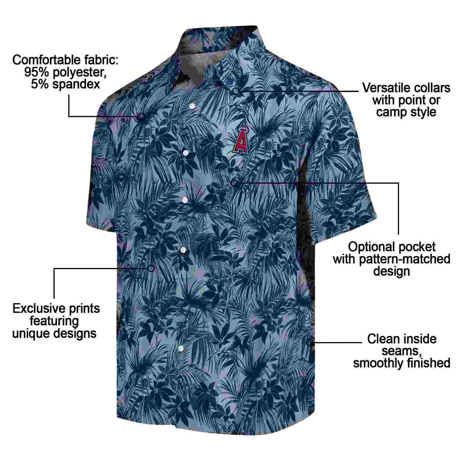 los angeles angels leafy pattern blue hawaiian shirt new arrival