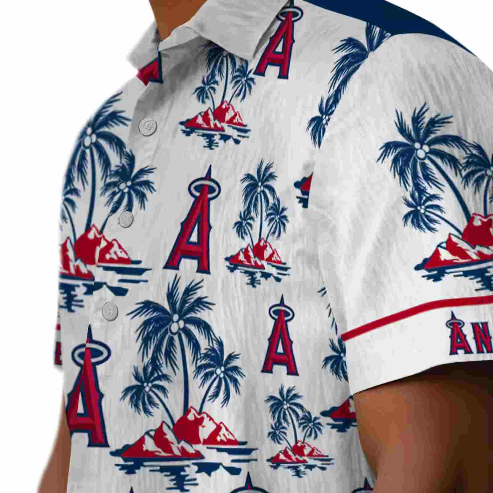 los angeles angels palm island print blue white hawaiian shirt trendy