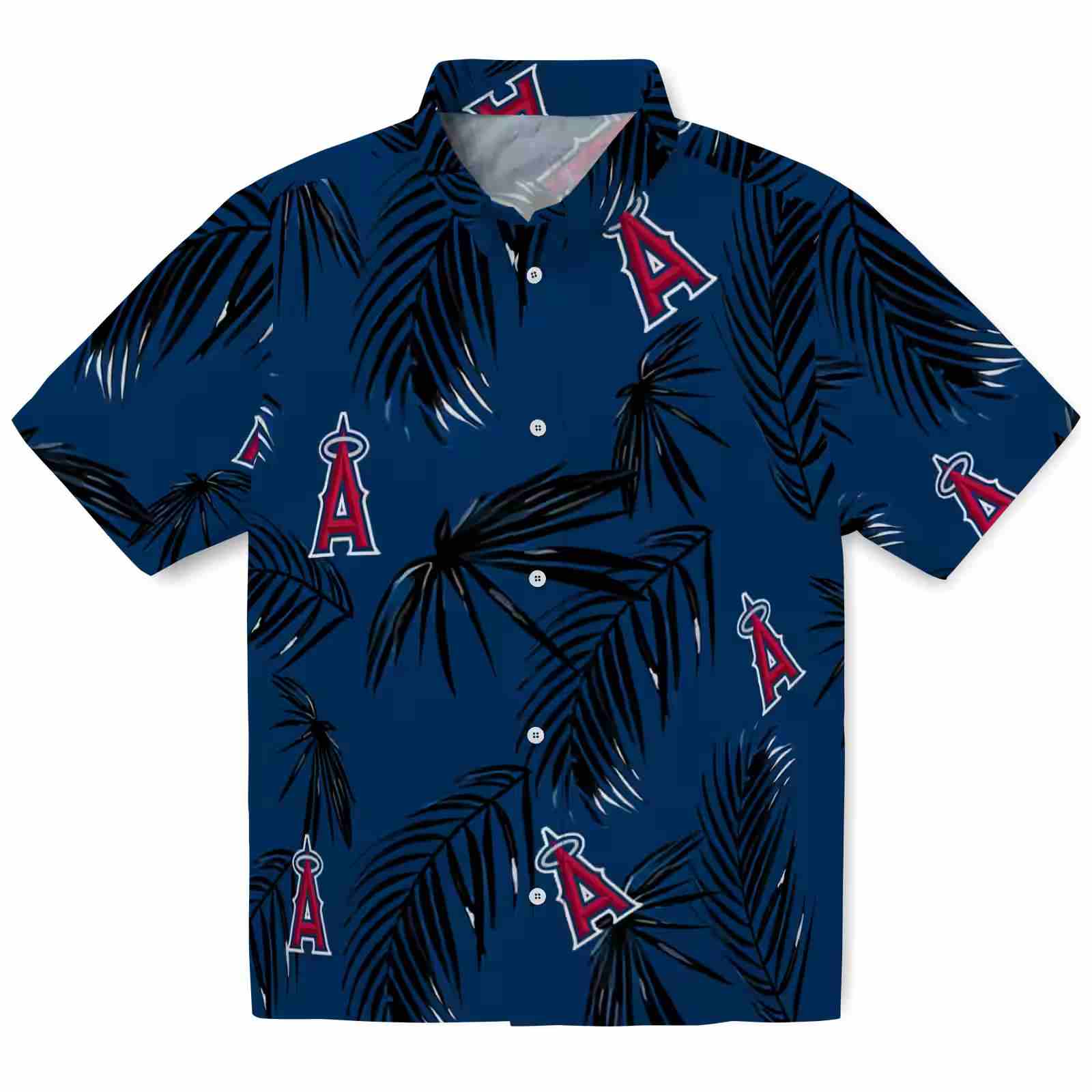 Los Angeles Angels Palm Leaf Blue Hawaiian Shirt