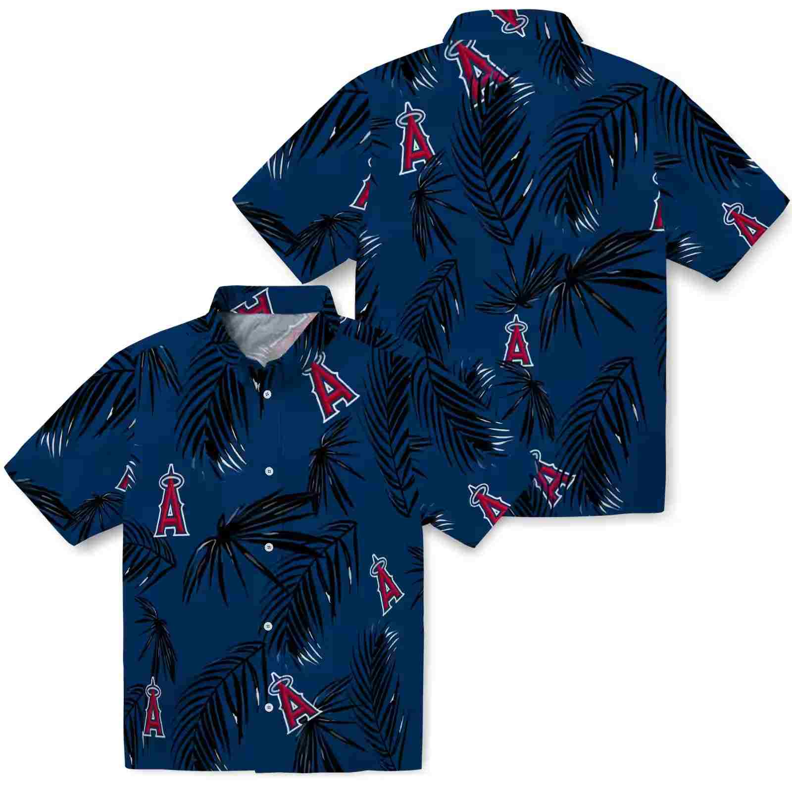 los angeles angels palm leaf blue hawaiian shirt high quality