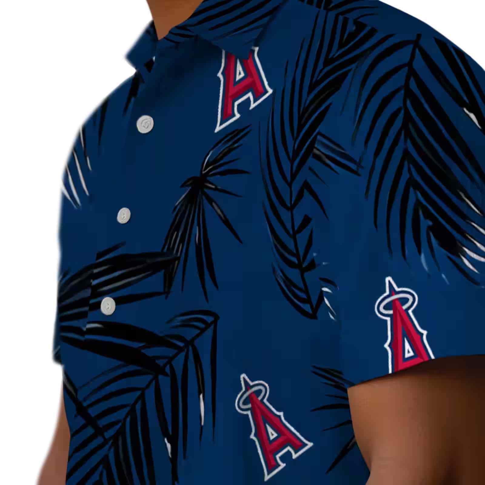 los angeles angels palm leaf blue hawaiian shirt trendy