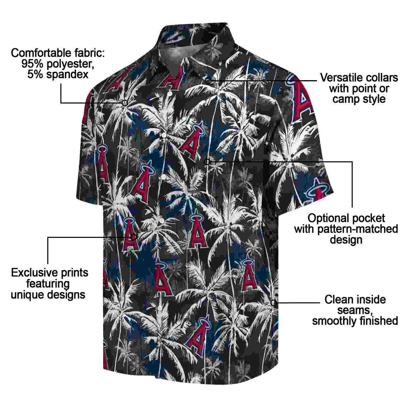 los angeles angels palm pattern blue black hawaiian shirt new arrival