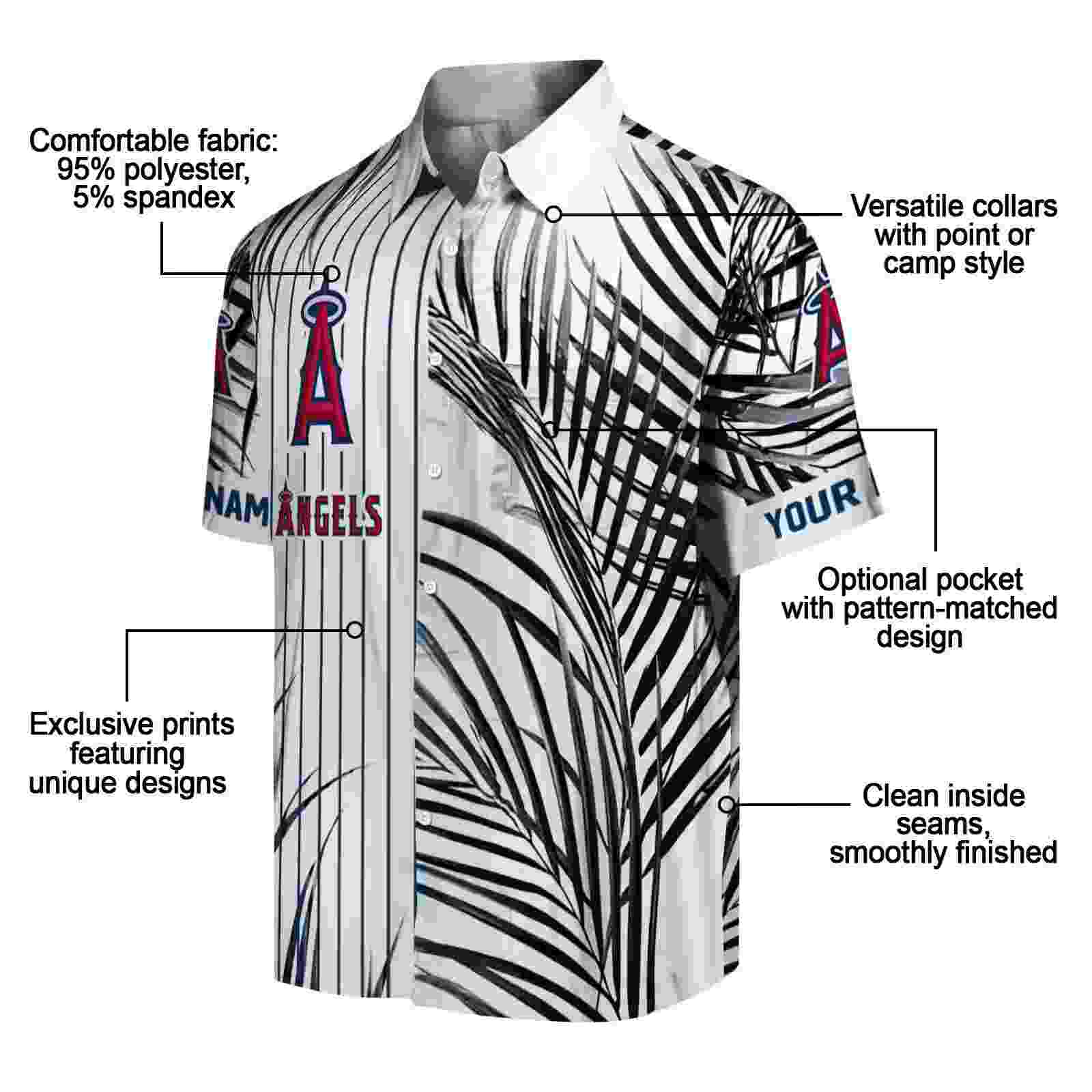 los angeles angels palm stripes blue black white hawaiian shirt new arrival