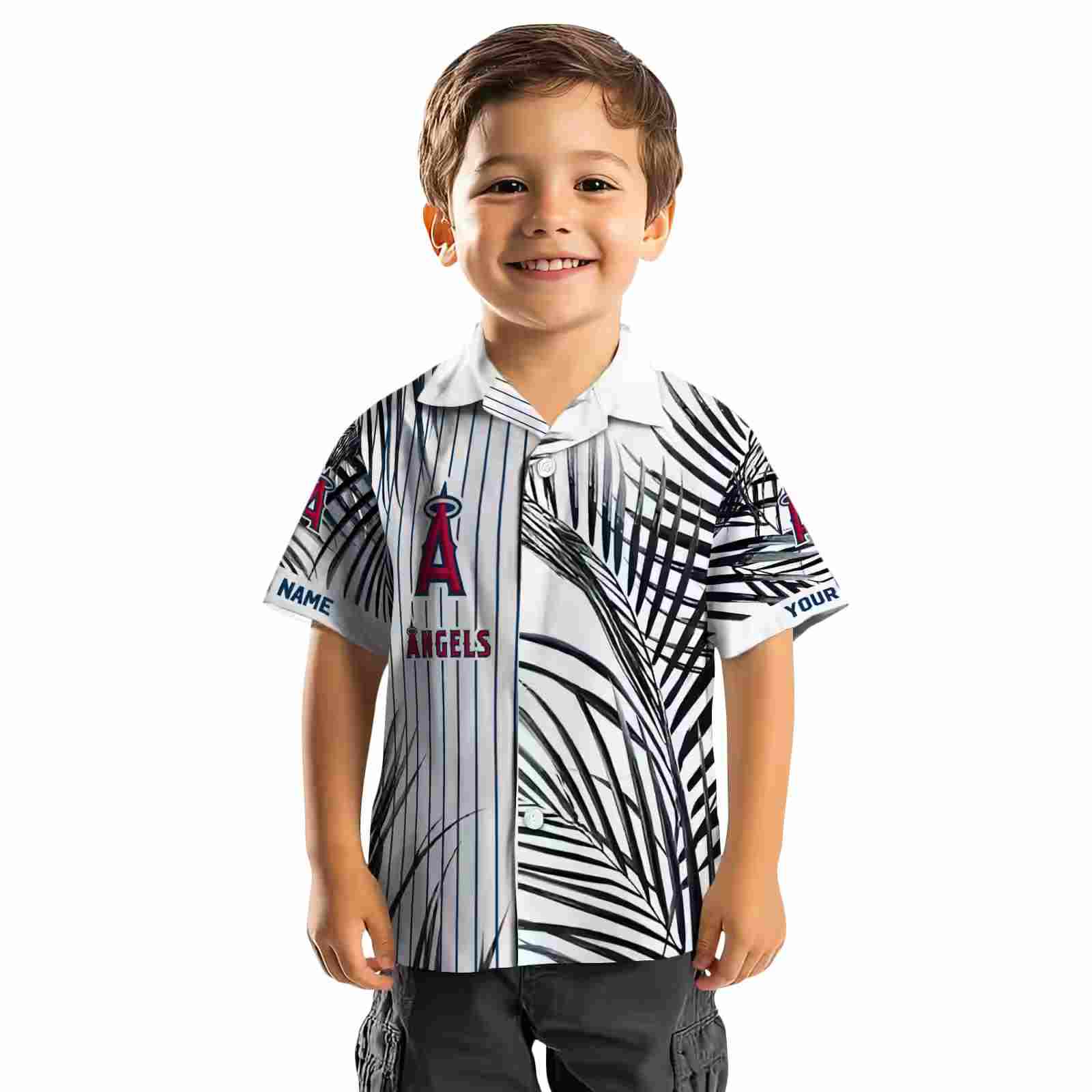 los angeles angels palm stripes blue black white hawaiian shirt top rated