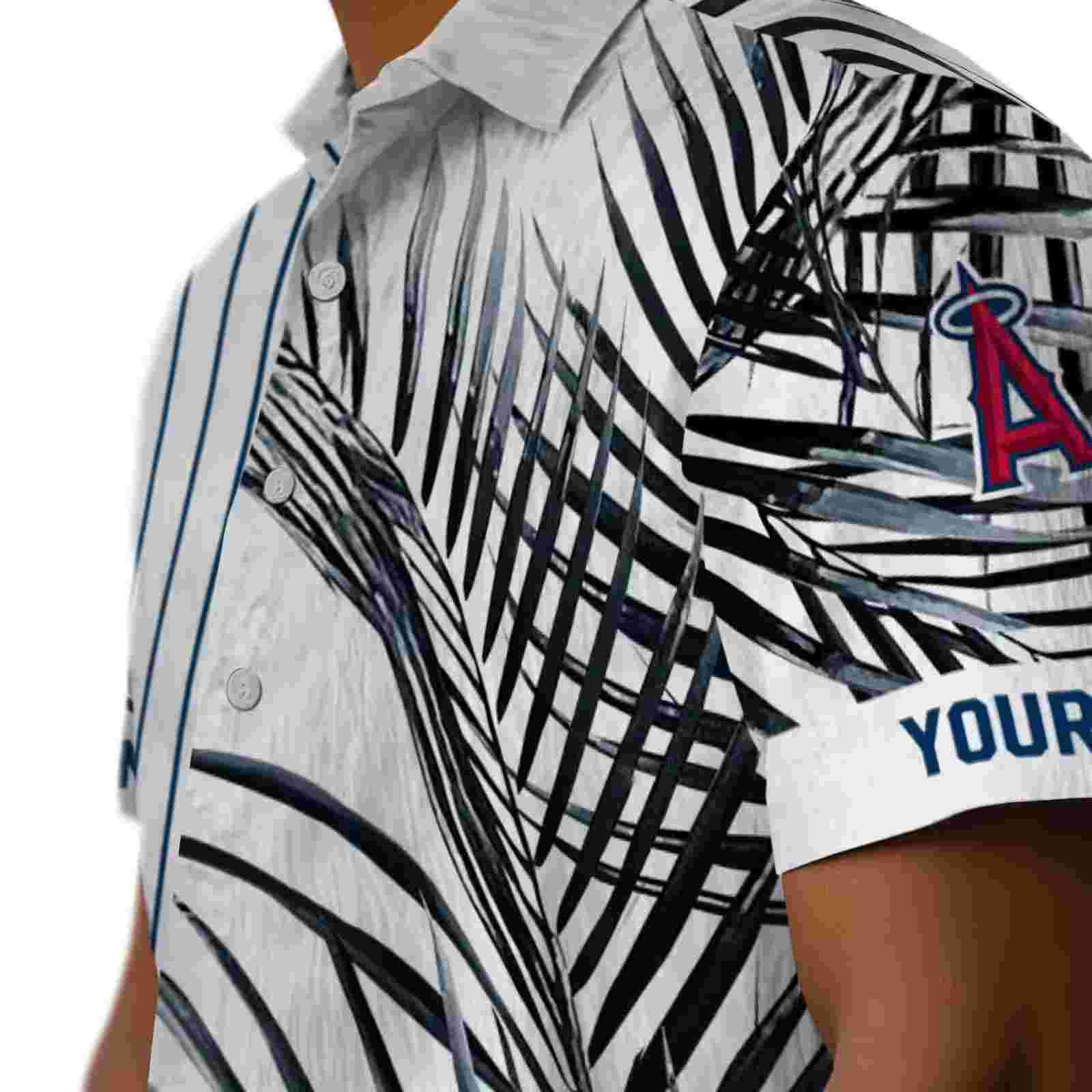 los angeles angels palm stripes blue black white hawaiian shirt trendy