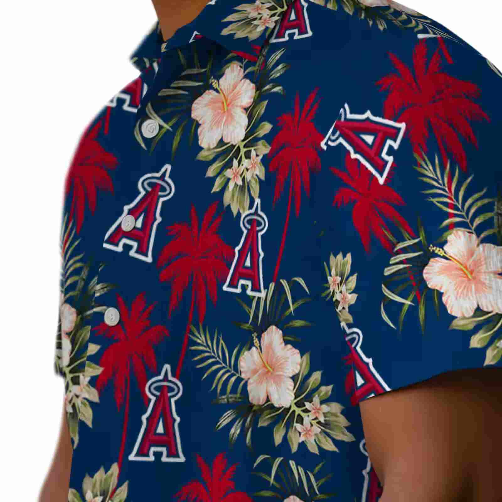 los angeles angels palm tree flower blue hawaiian shirt trendy