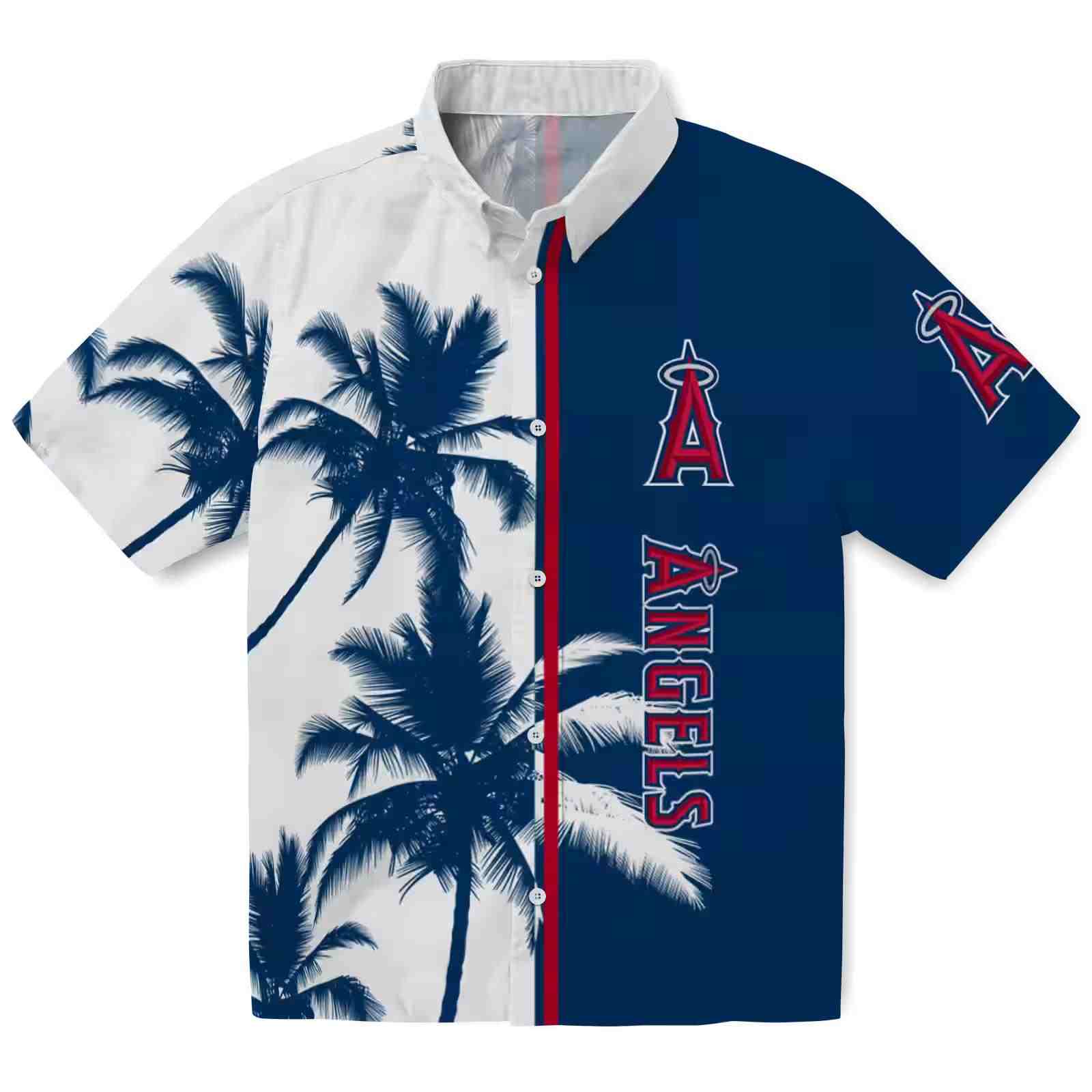 Los Angeles Angels Palm Trees Blue White Hawaiian Shirt