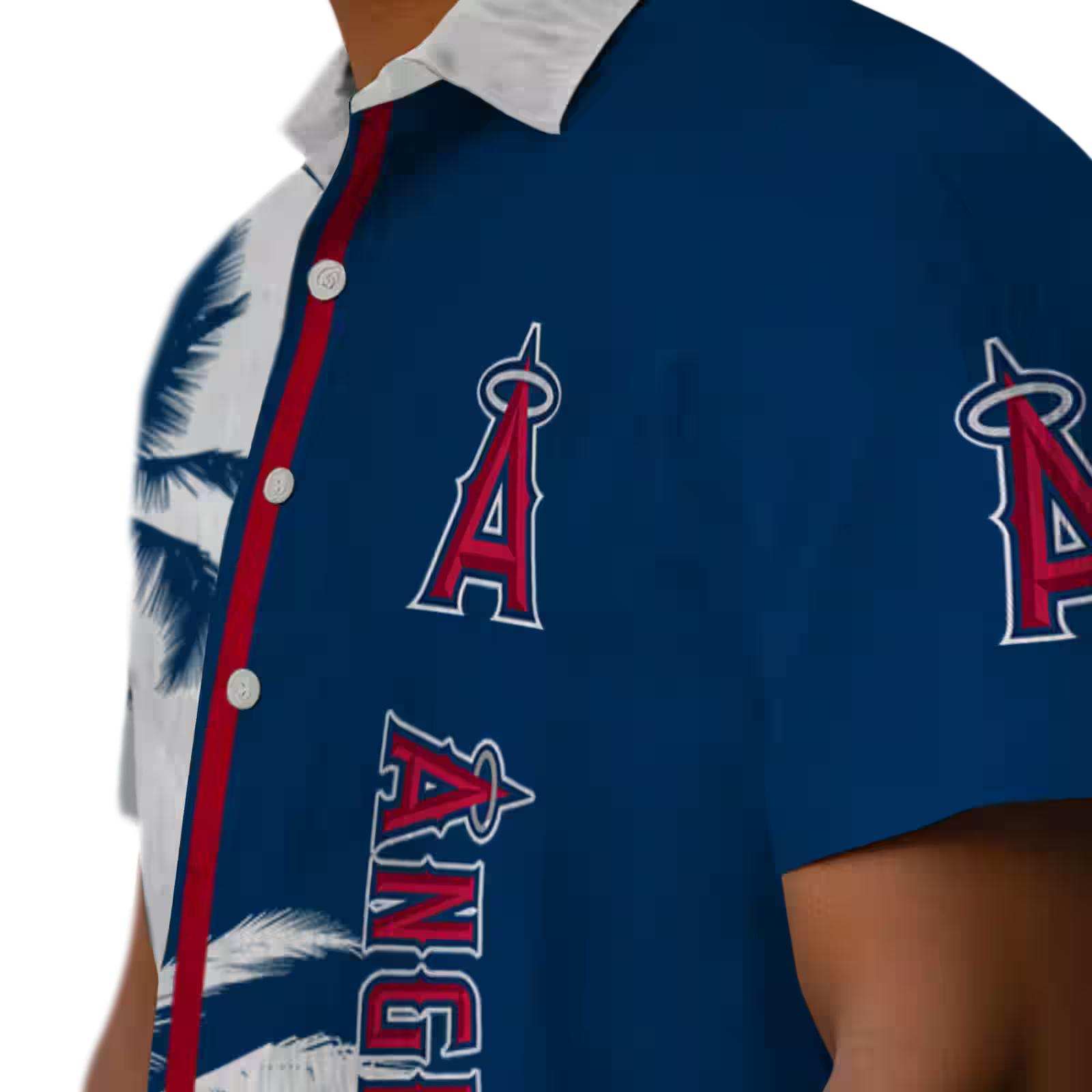 los angeles angels palm trees blue white hawaiian shirt trendy