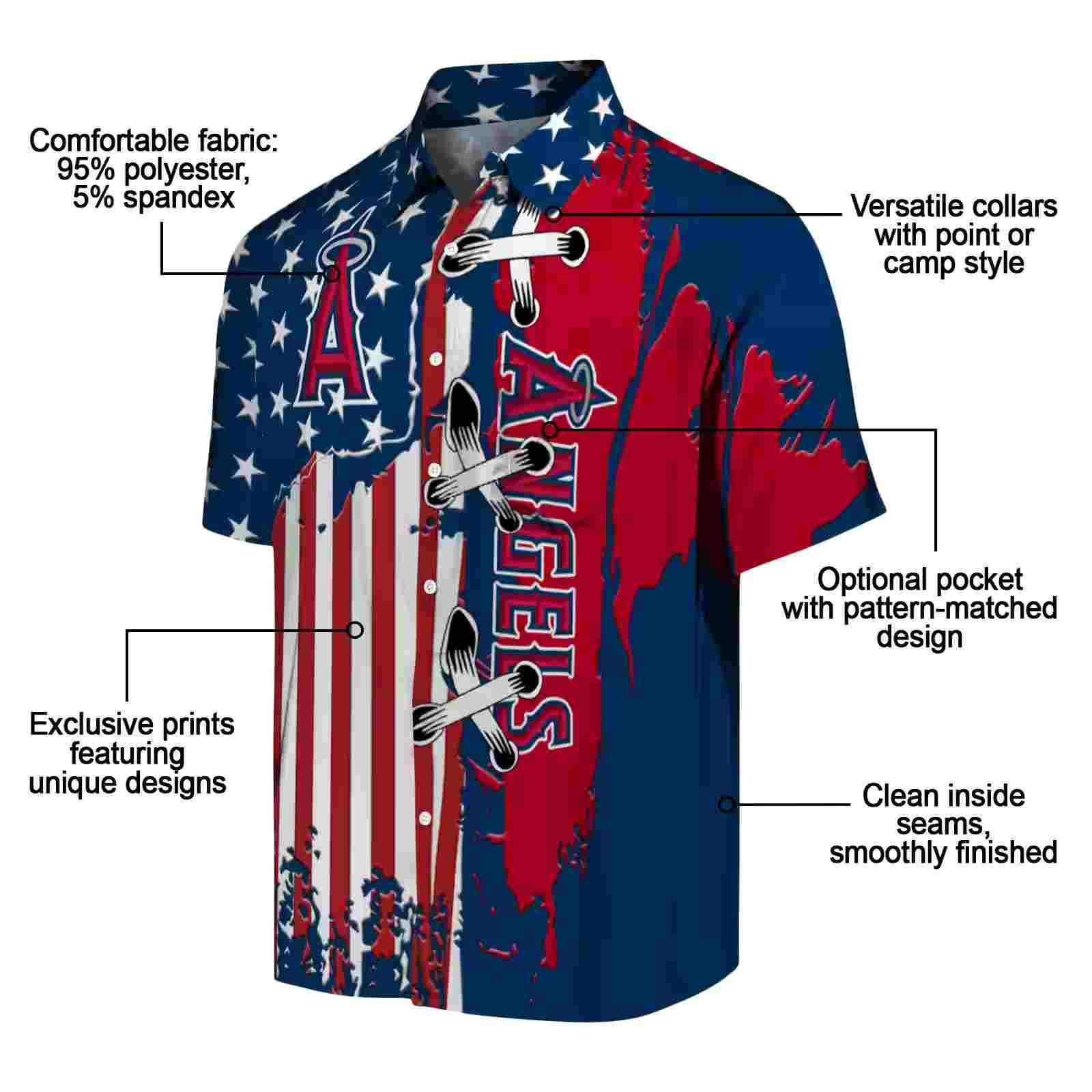 los angeles angels stitched flag blue hawaiian shirt new arrival