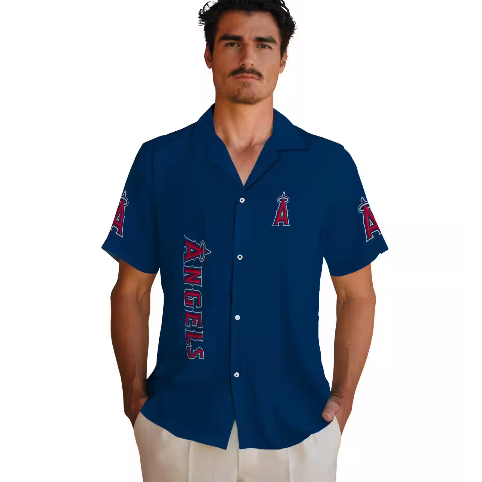 los angeles angels stuart minion blue hawaiian shirt fashion forward