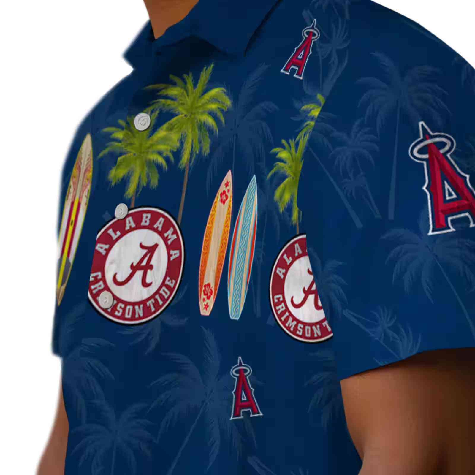 los angeles angels surfboard palm blue hawaiian shirt trendy