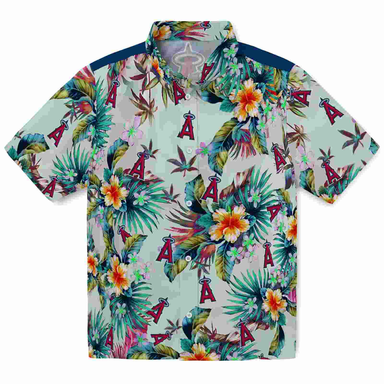 Los Angeles Angels Tropical Foliage Green Hawaiian Shirt