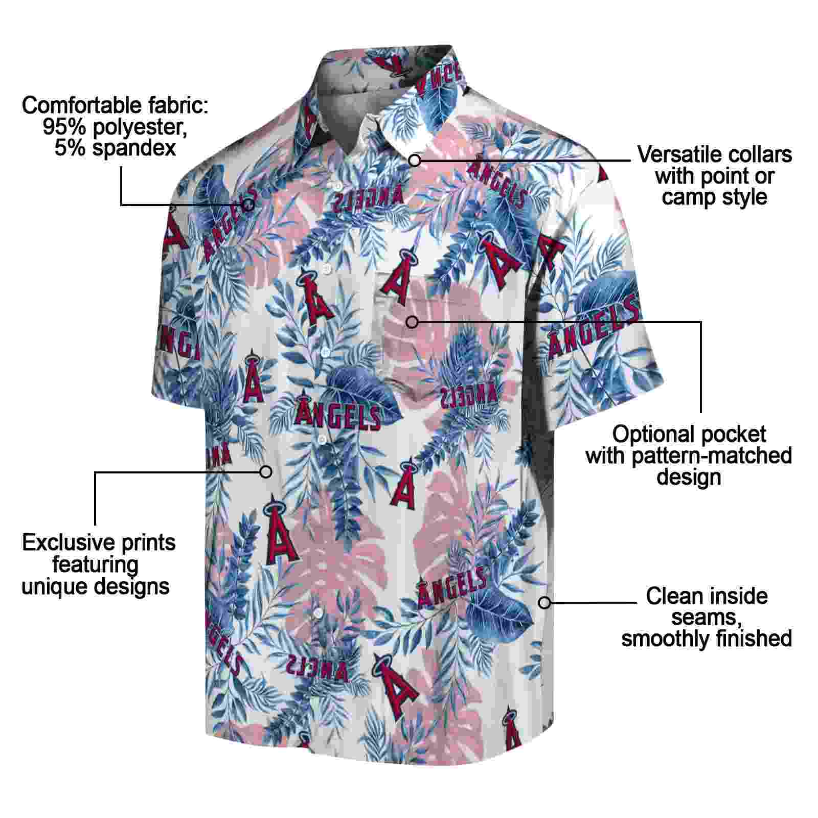 los angeles angels tropical leaves blue white hawaiian shirt new arrival