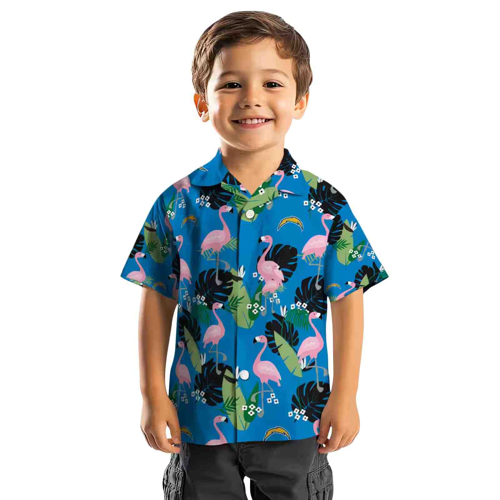 los angeles chargers flamingo leaf motif blue hawaiian shirt top rated
