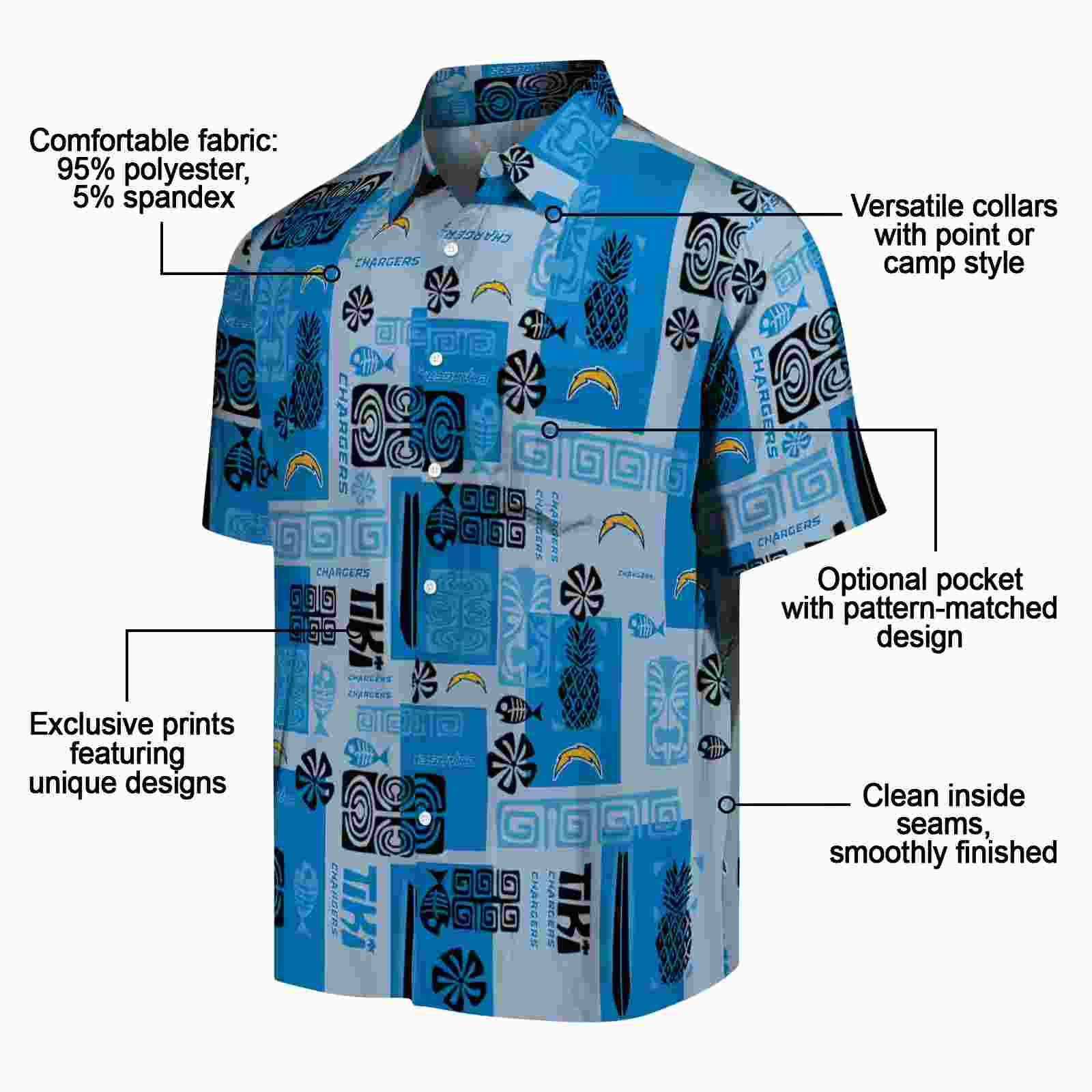 los angeles chargers tribal symbols blue hawaiian shirt new arrival