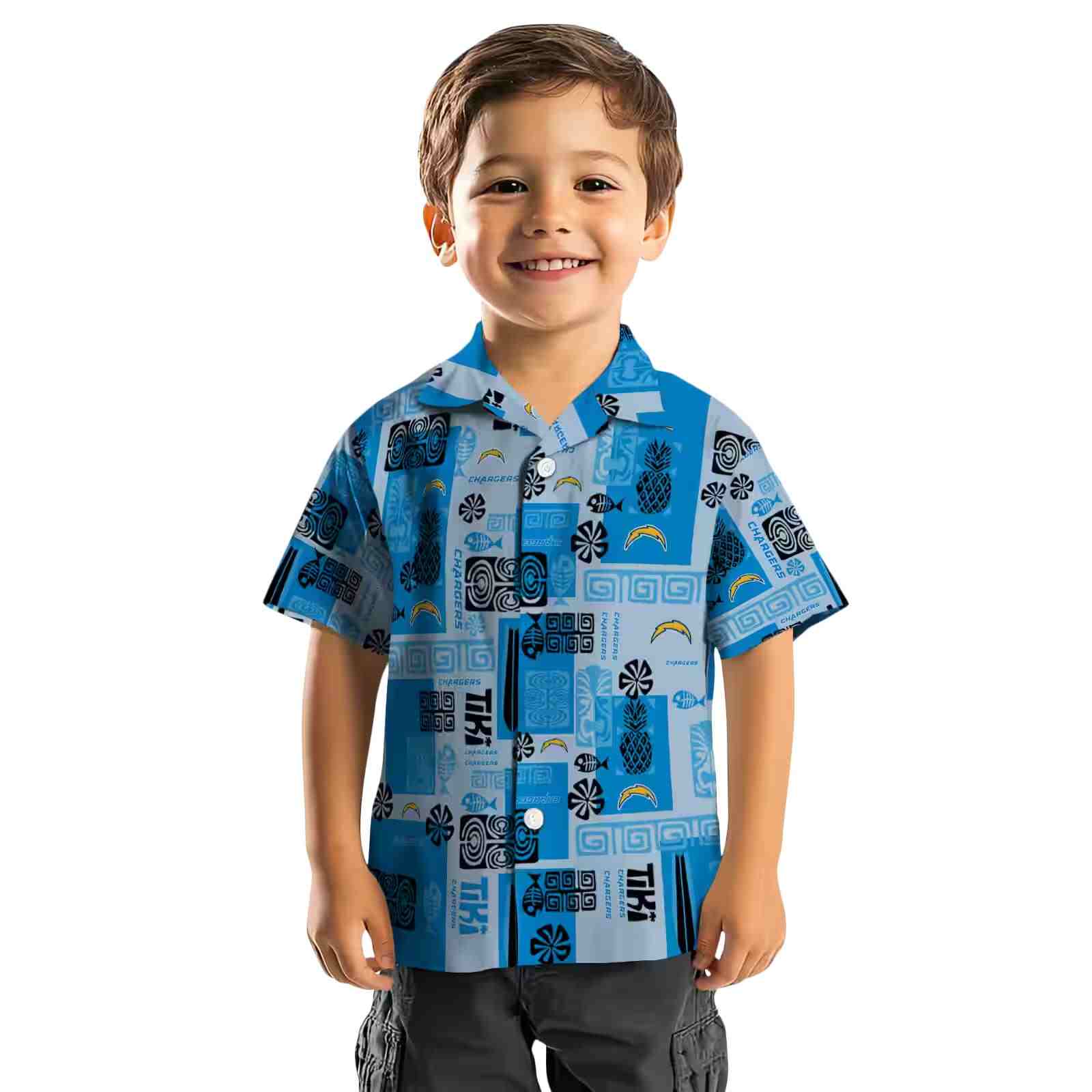 los angeles chargers tribal symbols blue hawaiian shirt top rated