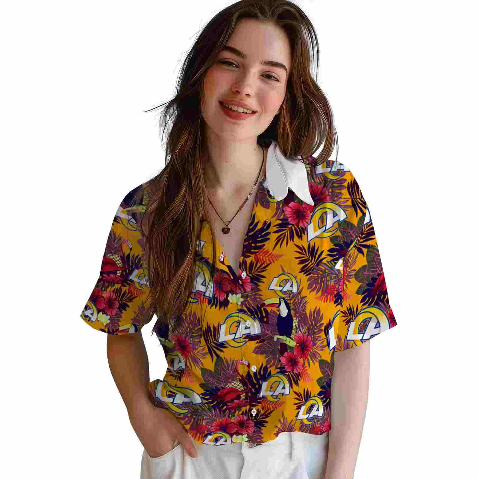 los angeles rams floral toucan blue red hawaiian shirt latest model