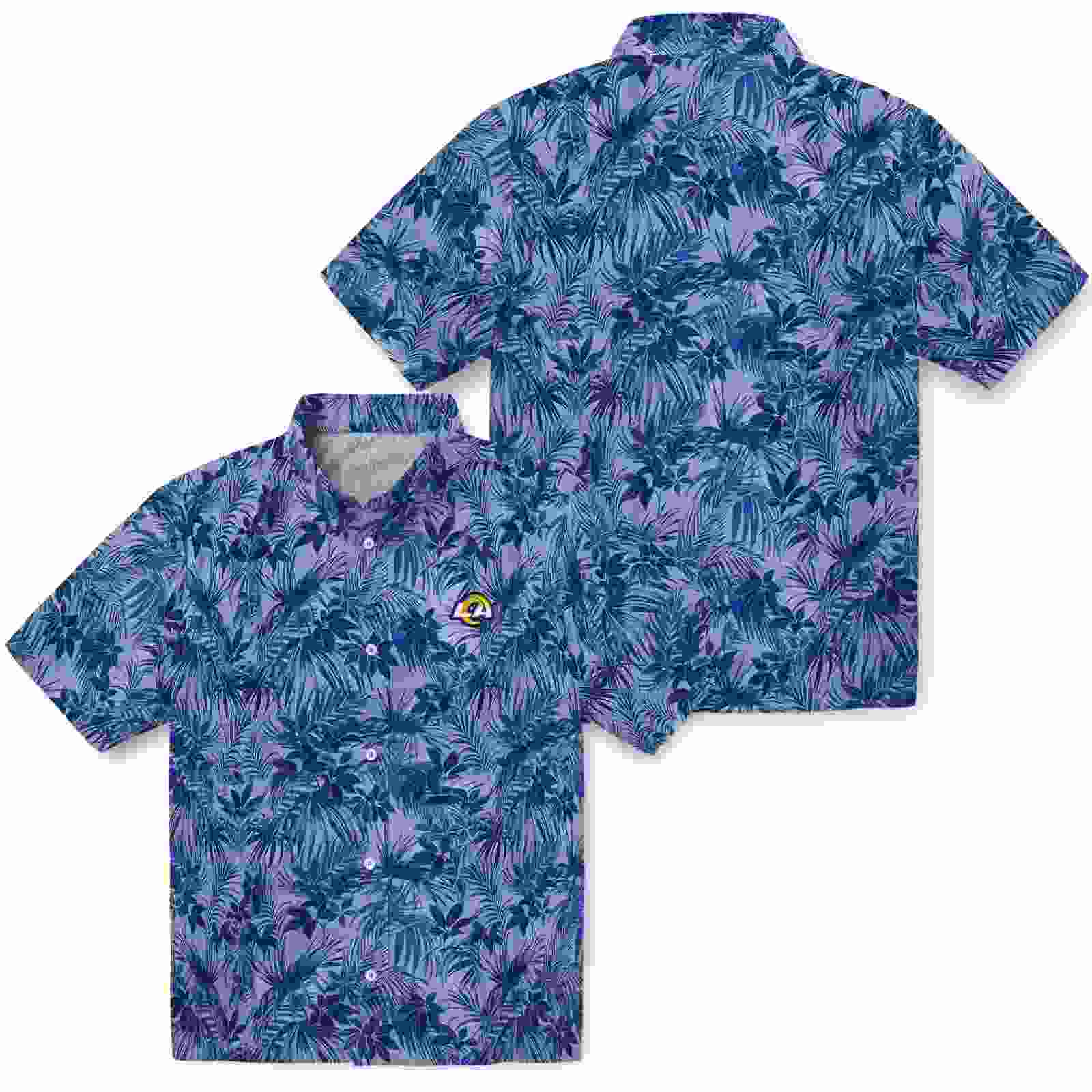 los angeles rams leafy pattern blue hawaiian shirt high quality