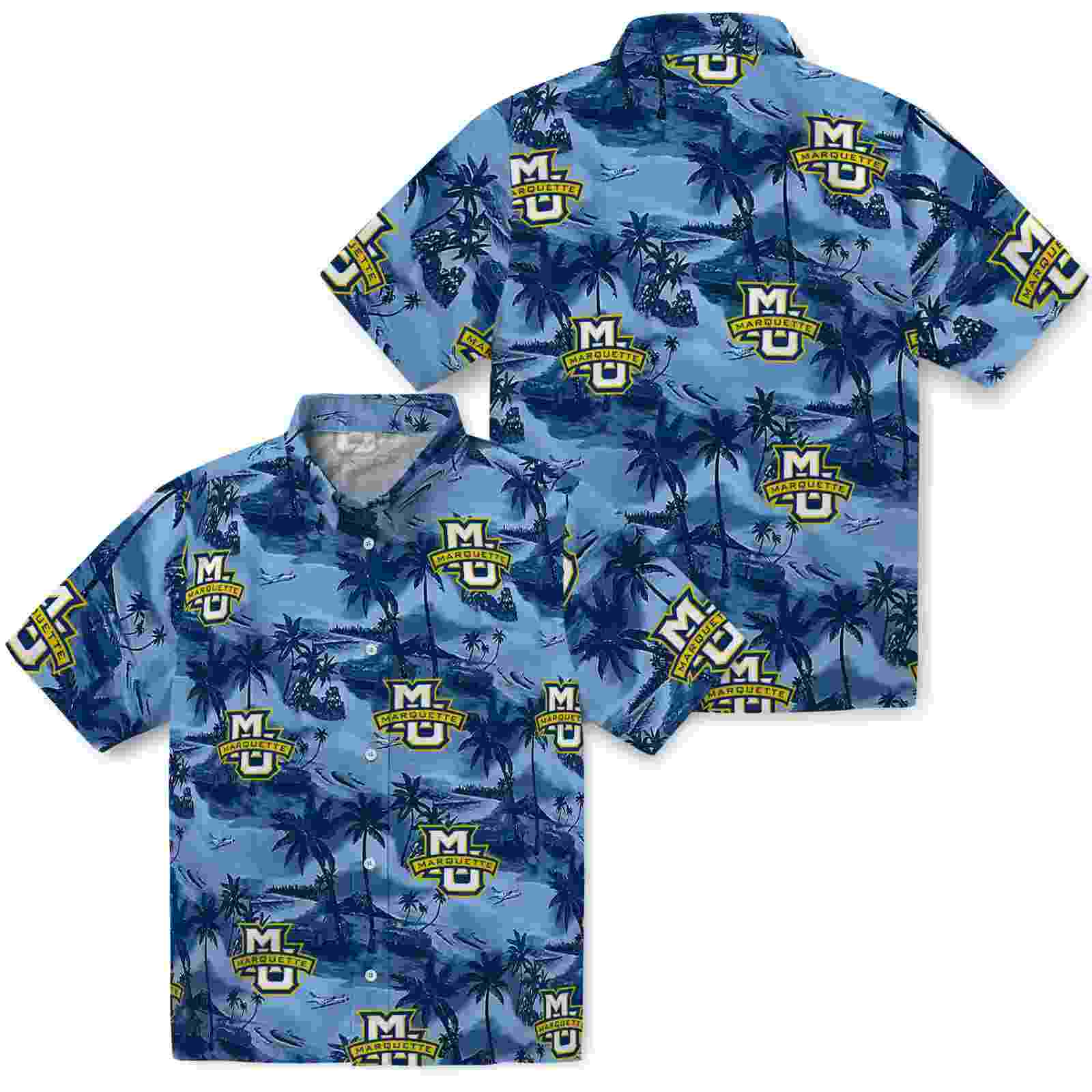 marquette golden eagles coastal palms blue hawaiian shirt high quality