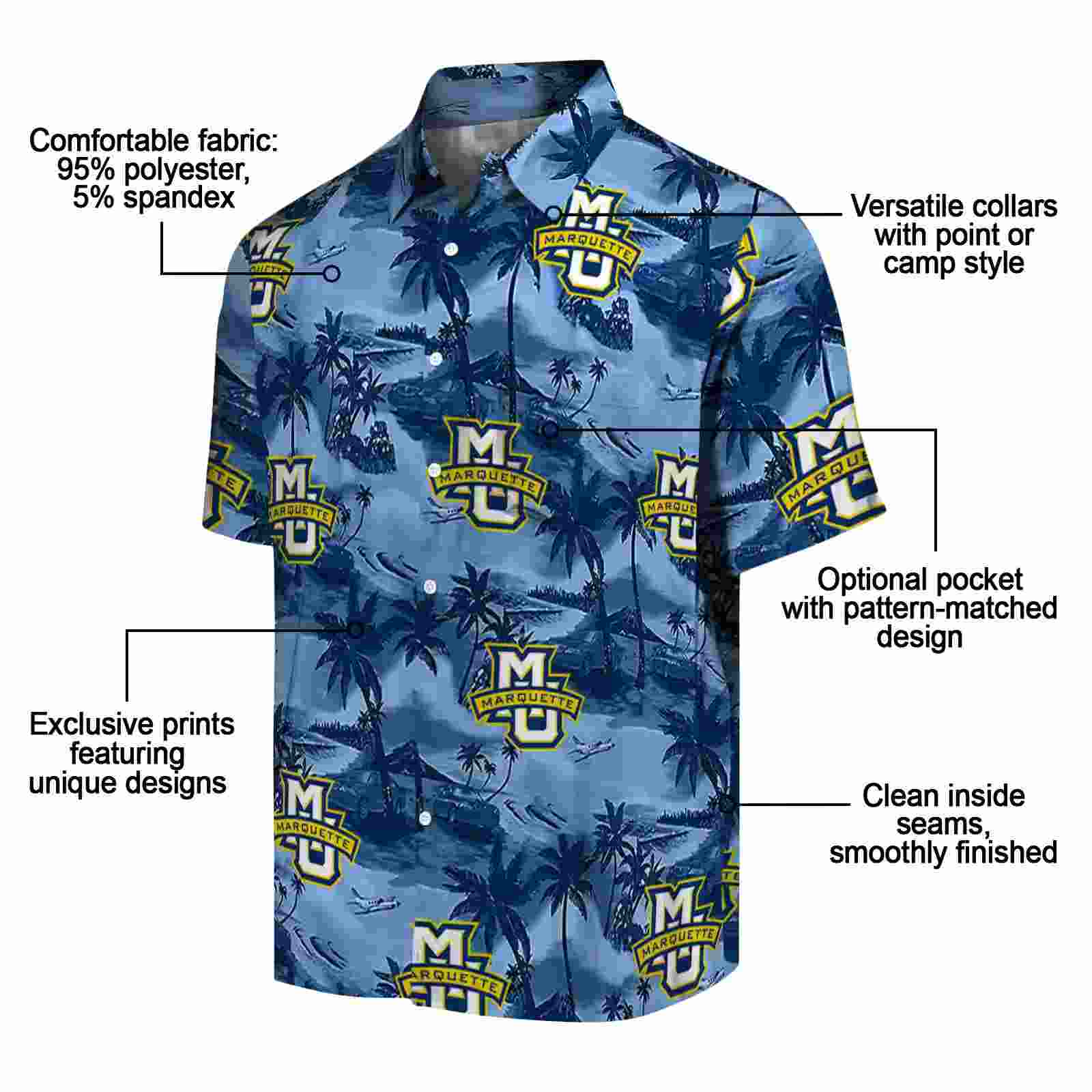 marquette golden eagles coastal palms blue hawaiian shirt new arrival