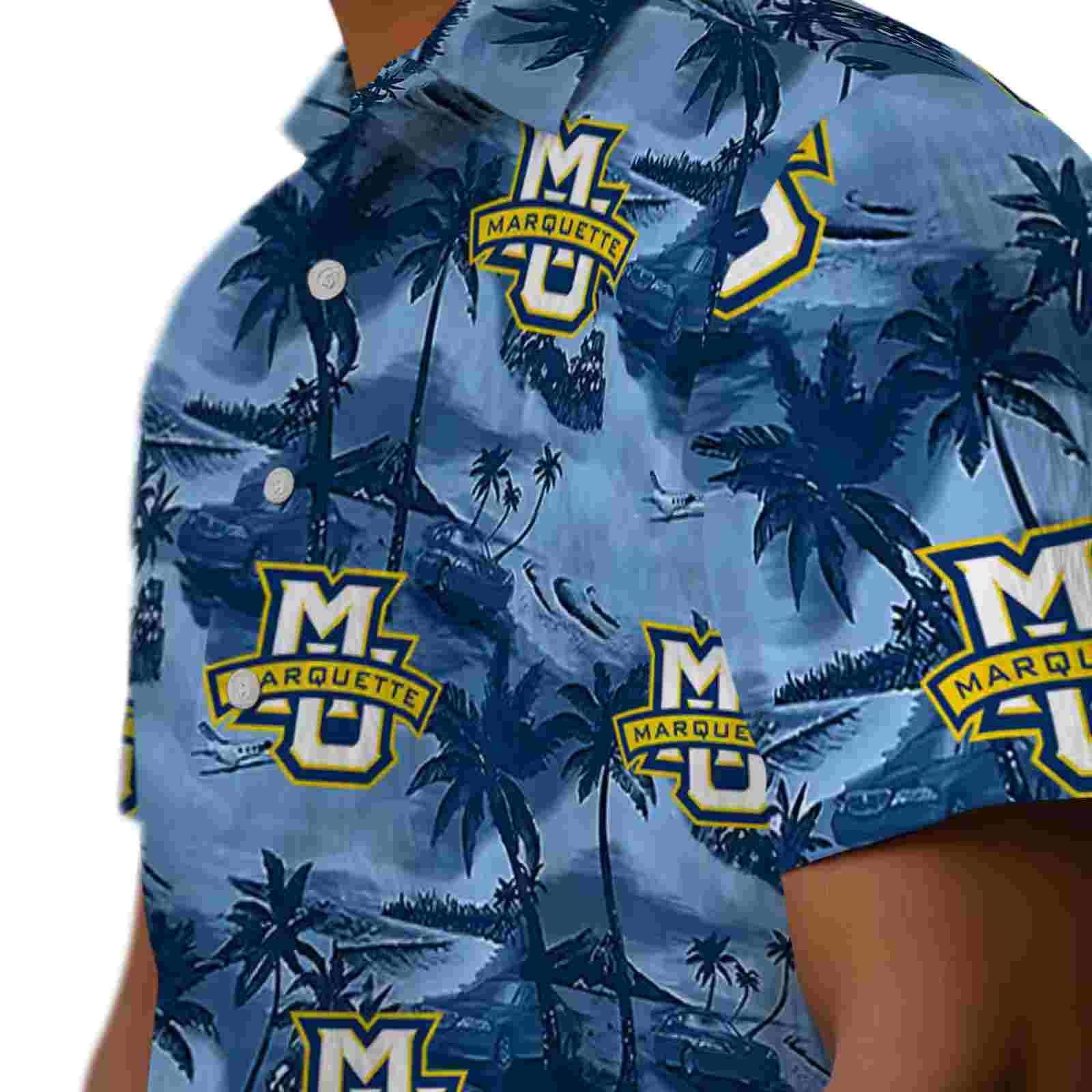 marquette golden eagles coastal palms blue hawaiian shirt trendy