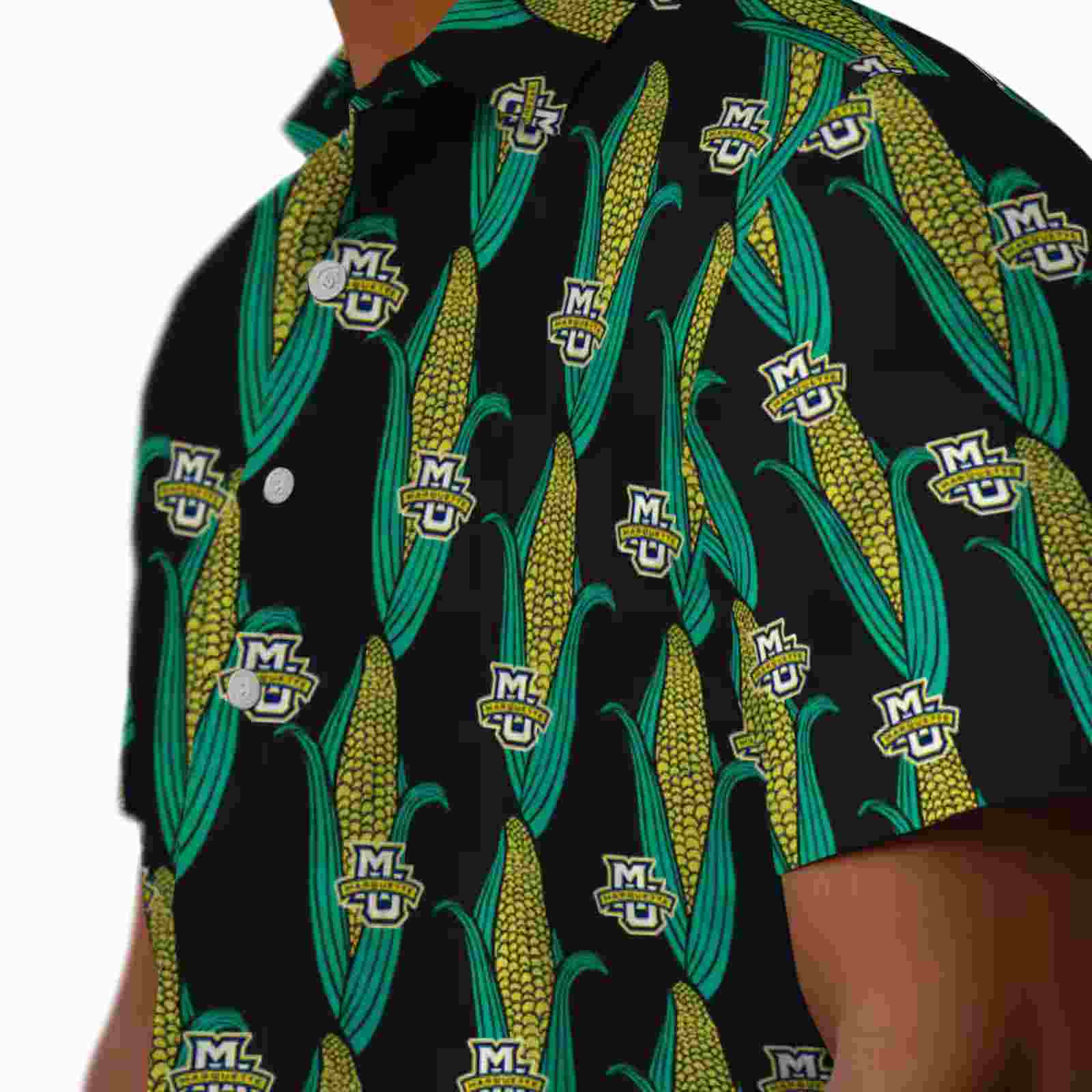 marquette golden eagles corn motifs black green hawaiian shirt trendy