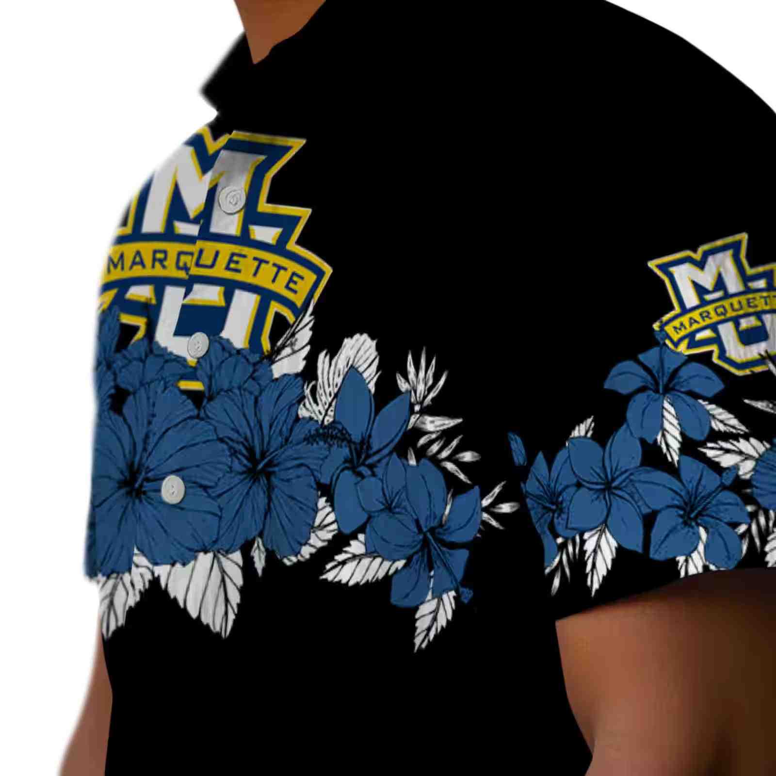 marquette golden eagles hibiscus stripe blue black hawaiian shirt trendy