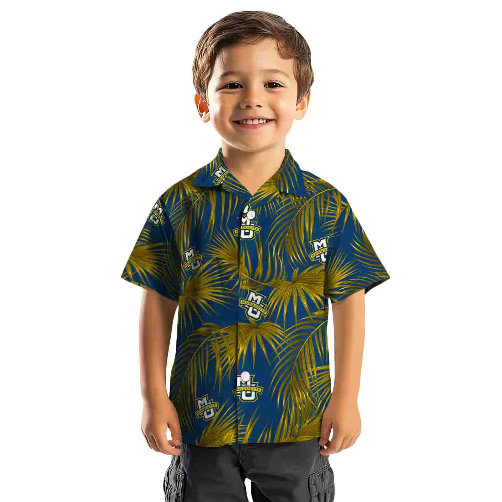 marquette golden eagles leafy palms blue hawaiian shirt top rated