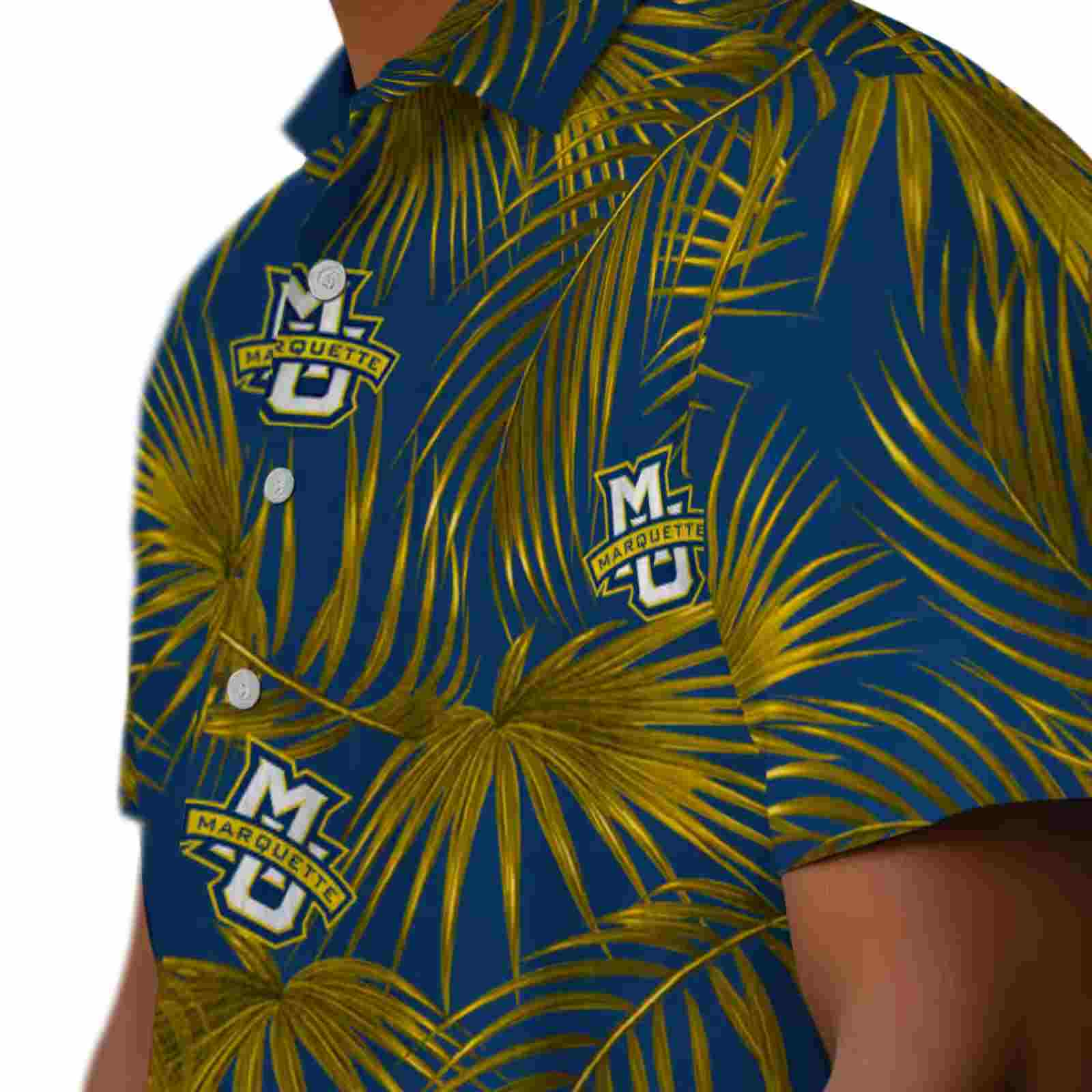 marquette golden eagles leafy palms blue hawaiian shirt trendy