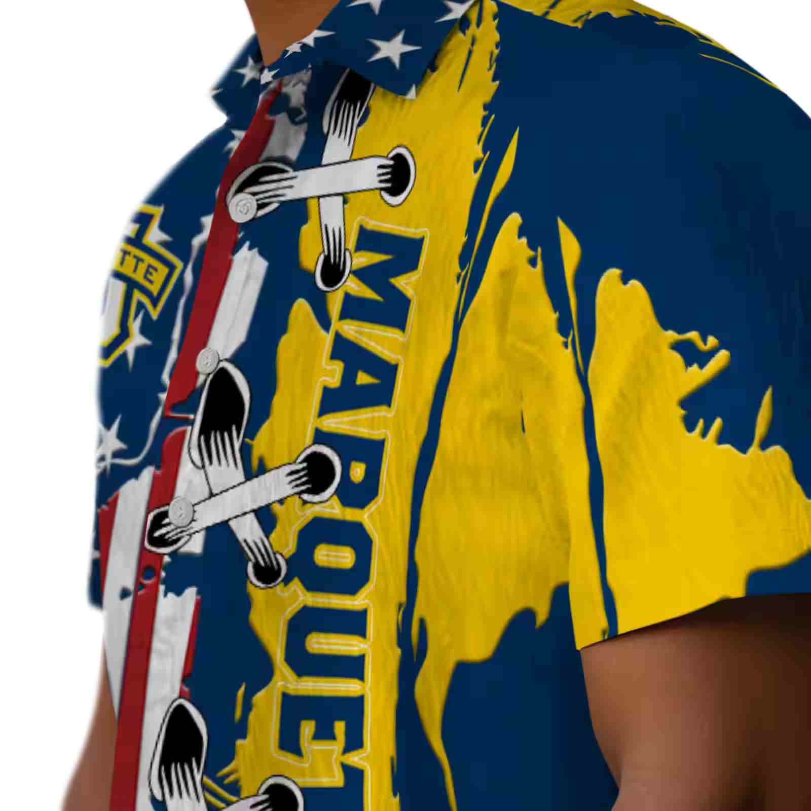 marquette golden eagles stitched flag blue hawaiian shirt trendy