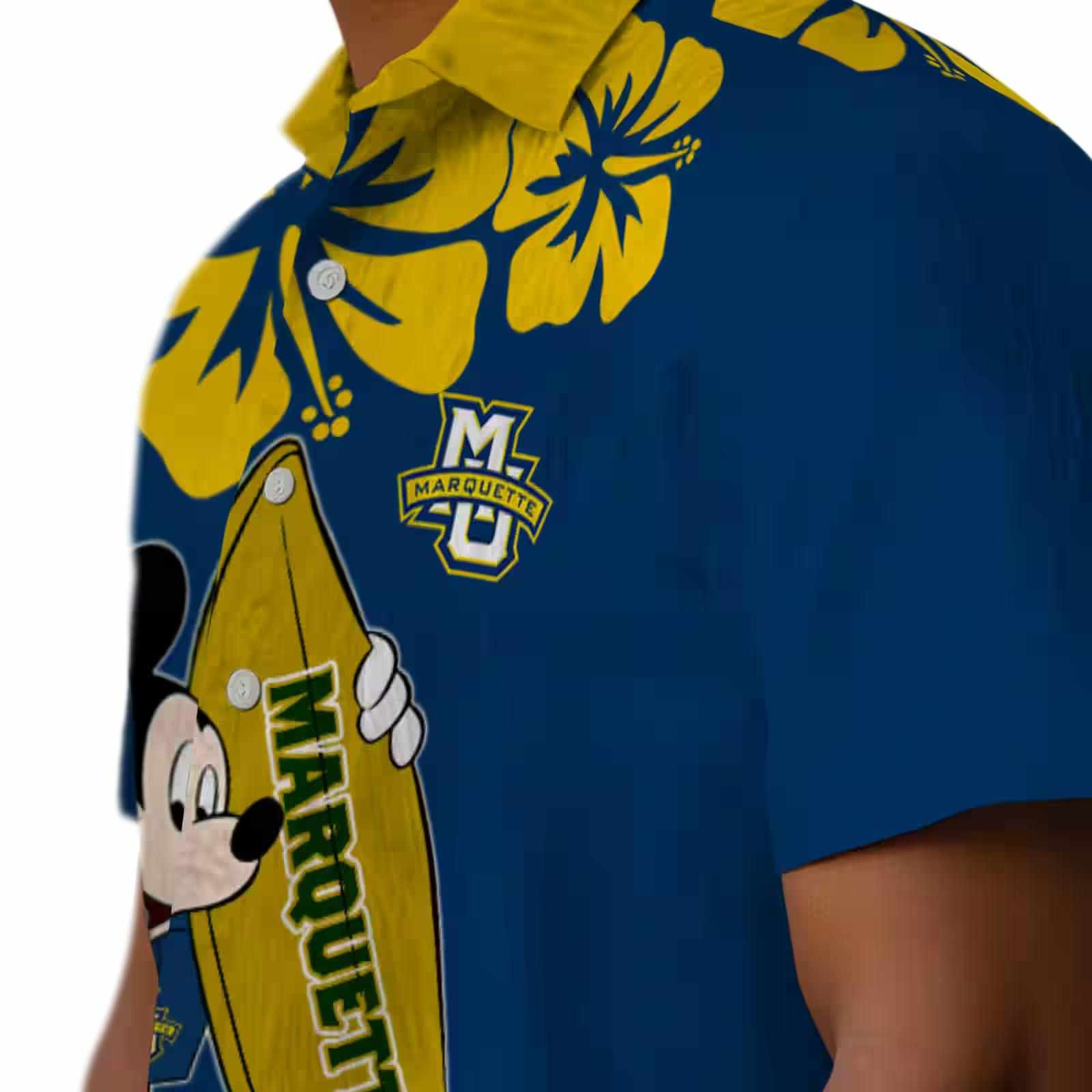 marquette golden eagles surfing mickey blue hawaiian shirt trendy