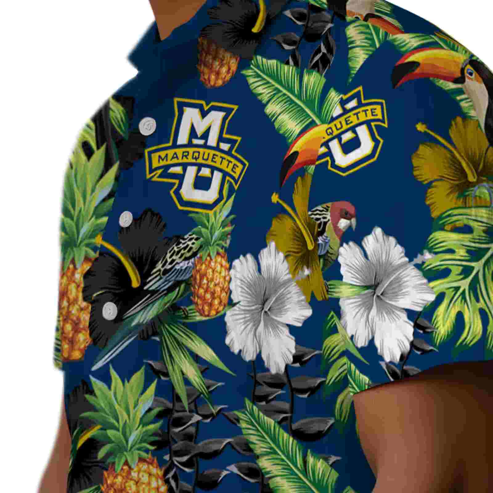 marquette golden eagles toucan hibiscus pineapple blue green hawaiian shirt trendy