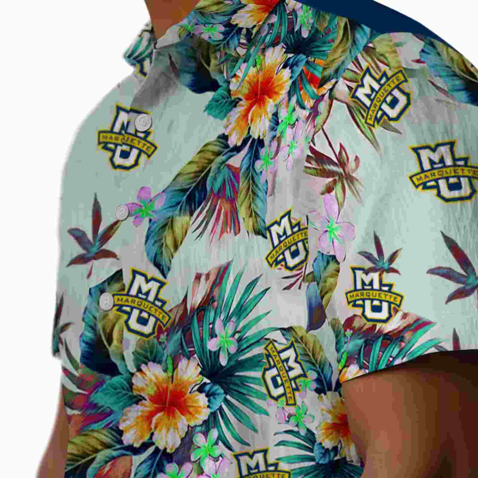 marquette golden eagles tropical foliage green hawaiian shirt trendy