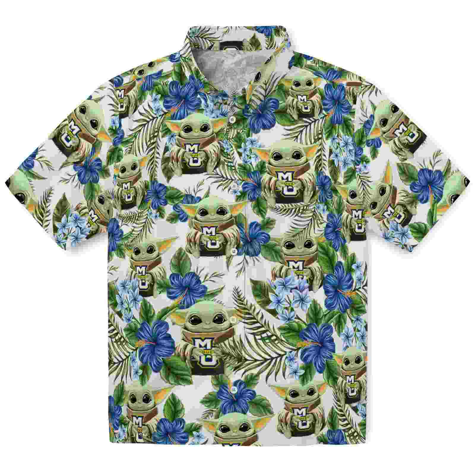 Marquette Golden Eagles Tropical Yoda Green Hawaiian Shirt