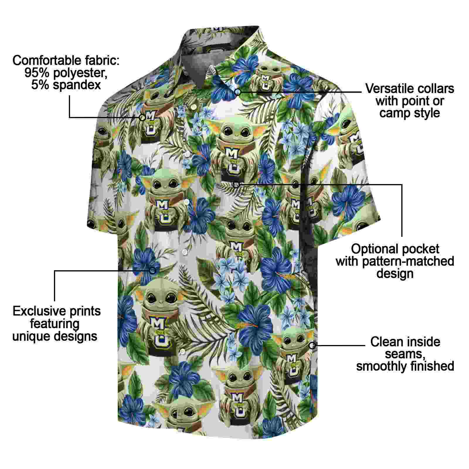 marquette golden eagles tropical yoda green hawaiian shirt new arrival